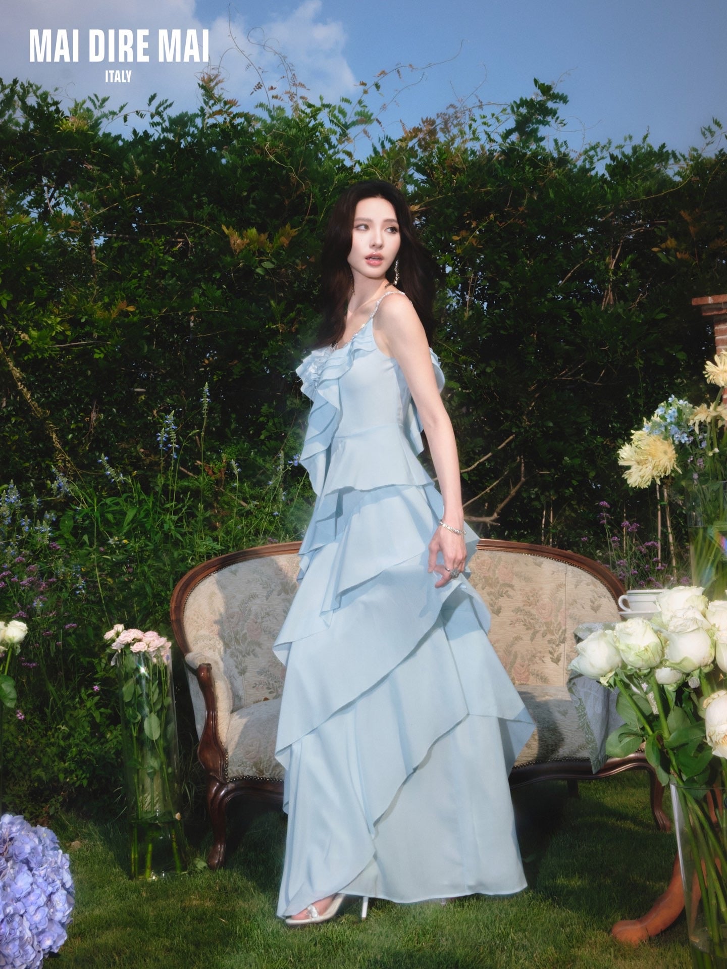 MAI DIRE MAI Blue Rosy Maxi Dress