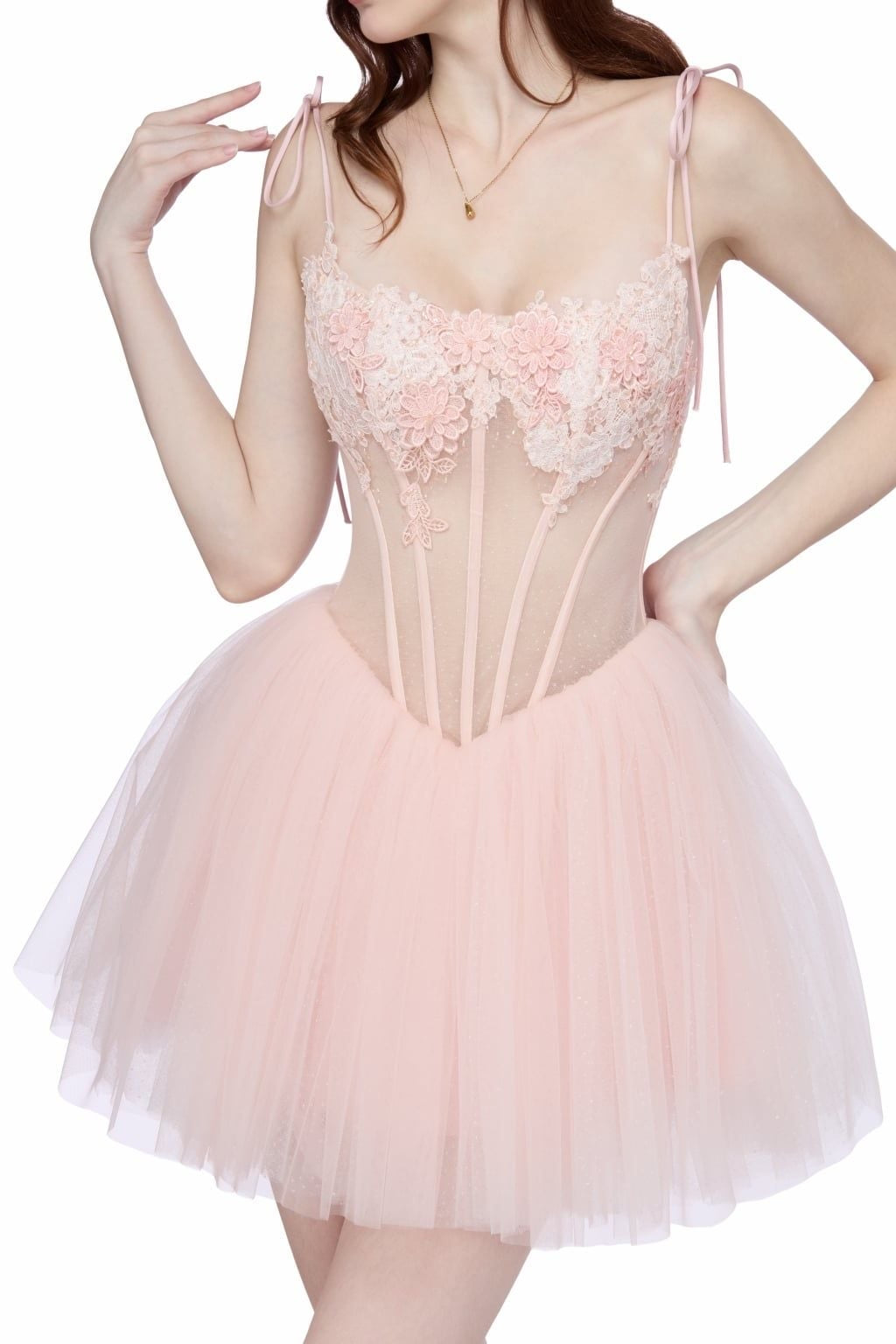 JUBIN Pink Floral Blossom Mini Dress