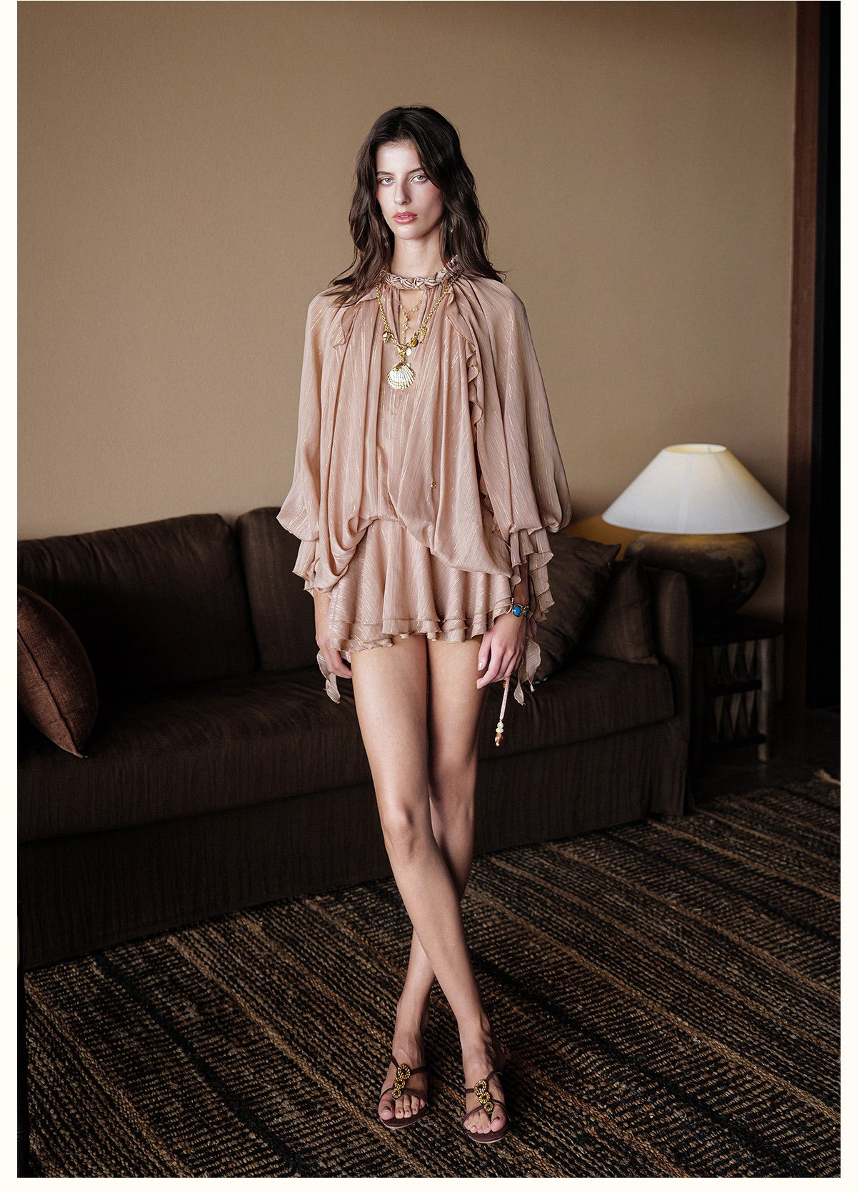 SHEERLUCK Vacation Fairycore Nude Murano Mini Dress