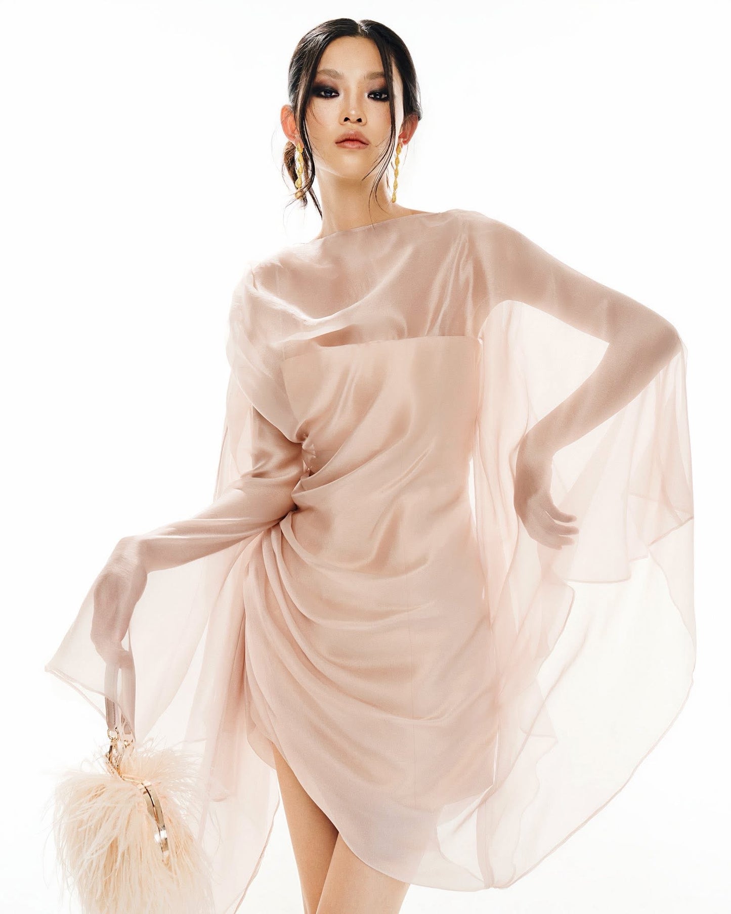 MUSTHAVE Pink Pearl Blush Drap Mini Dress