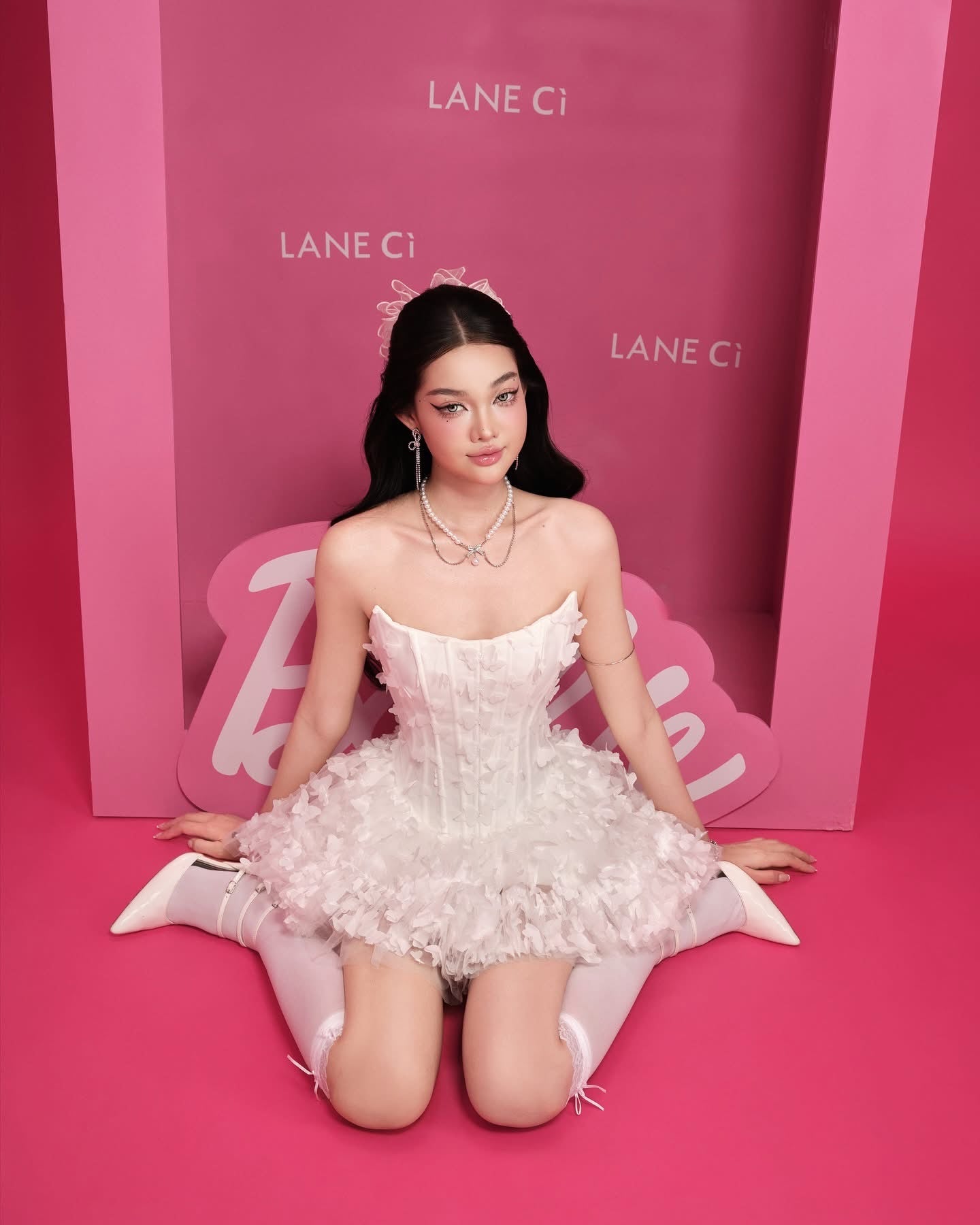 LANE CI Pink Swan Mini Dress