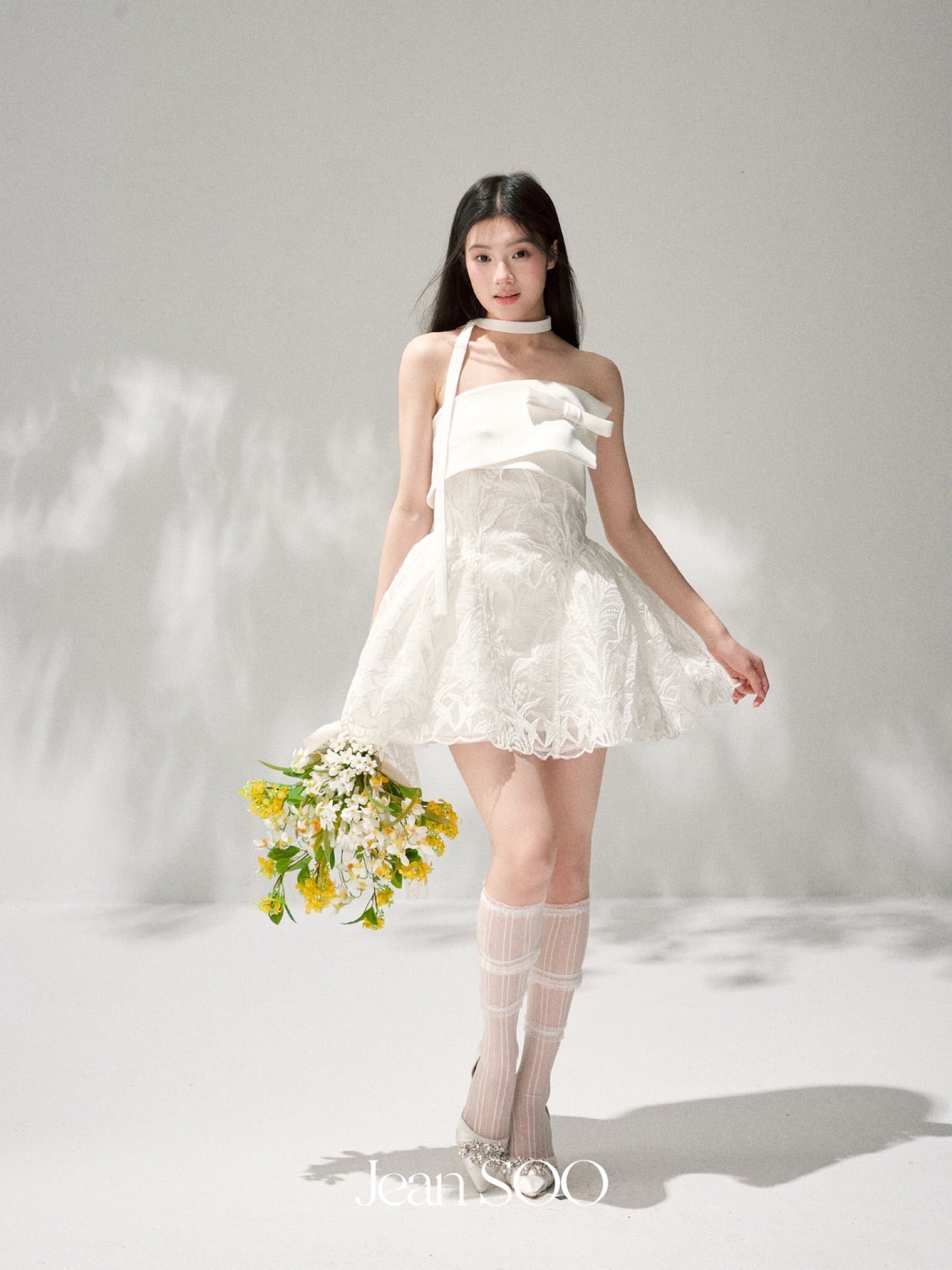 JEAN SOO Sweet Vacation White Lace Mini Dress