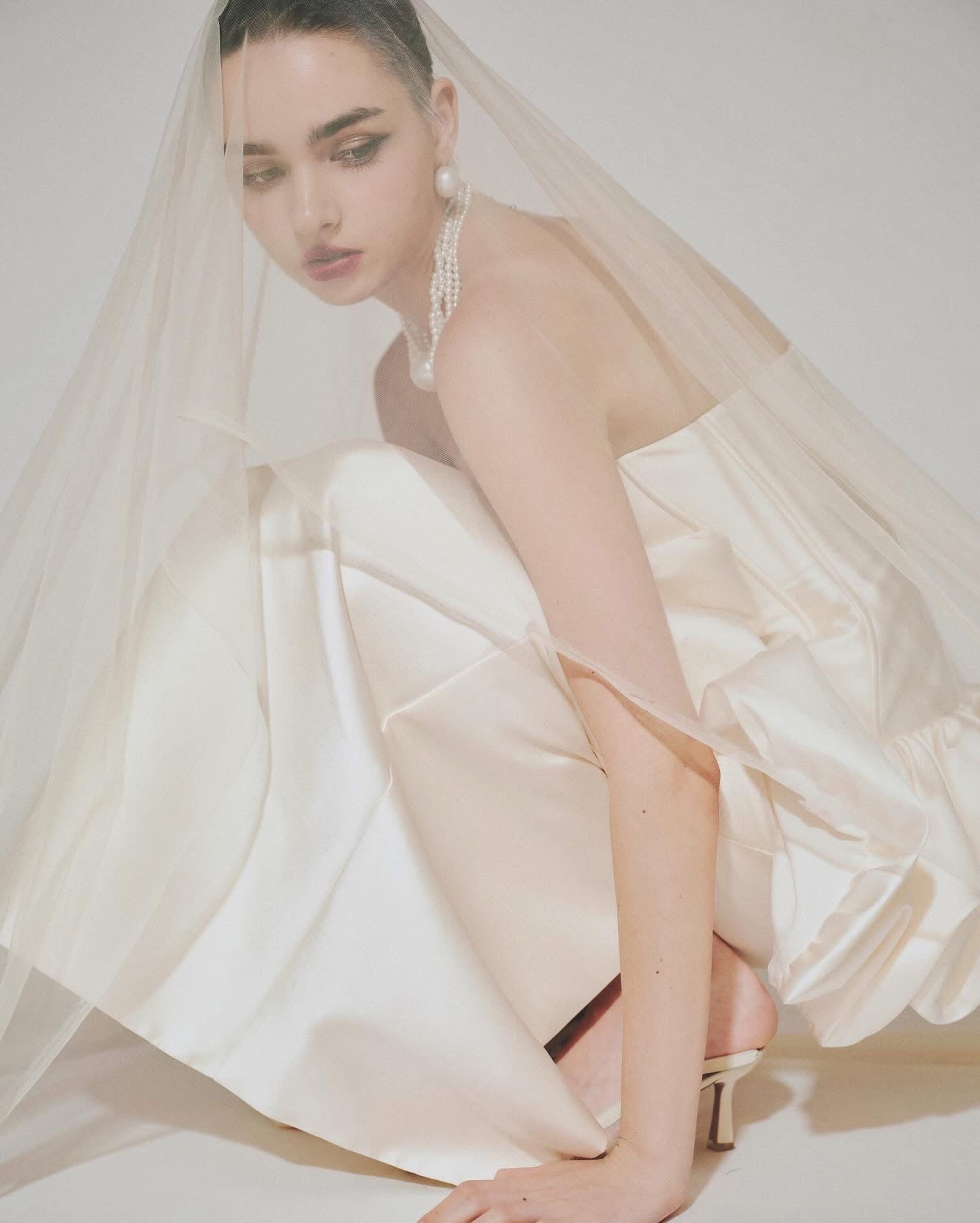 DELICIAE Cream Elegant Minimalist Hailey Top & Skirt