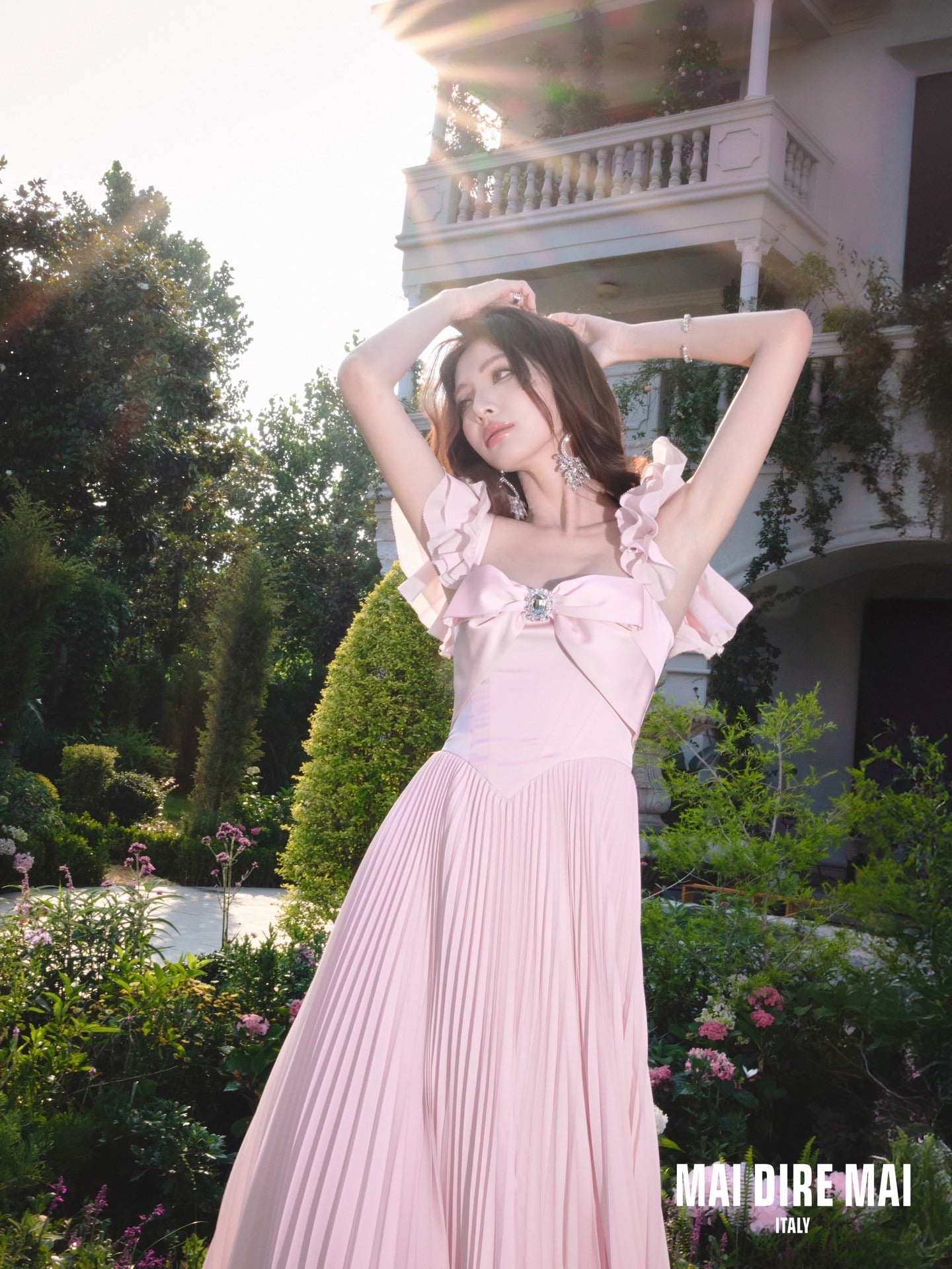 MAI DIRE MAI Pink Bow Maxi Dress