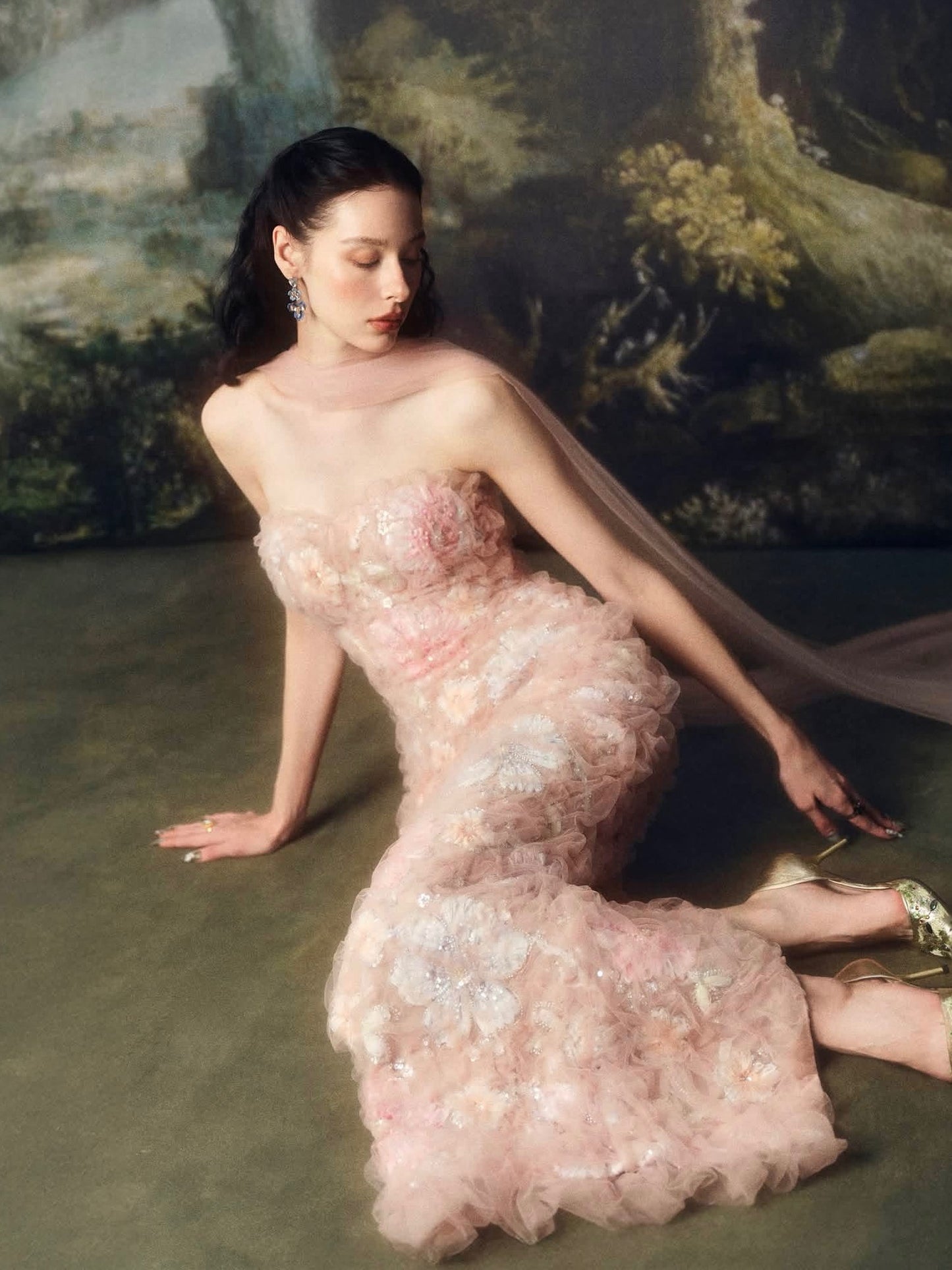 LINHPHUNG Pink Florenza Gauze Maxi Dress