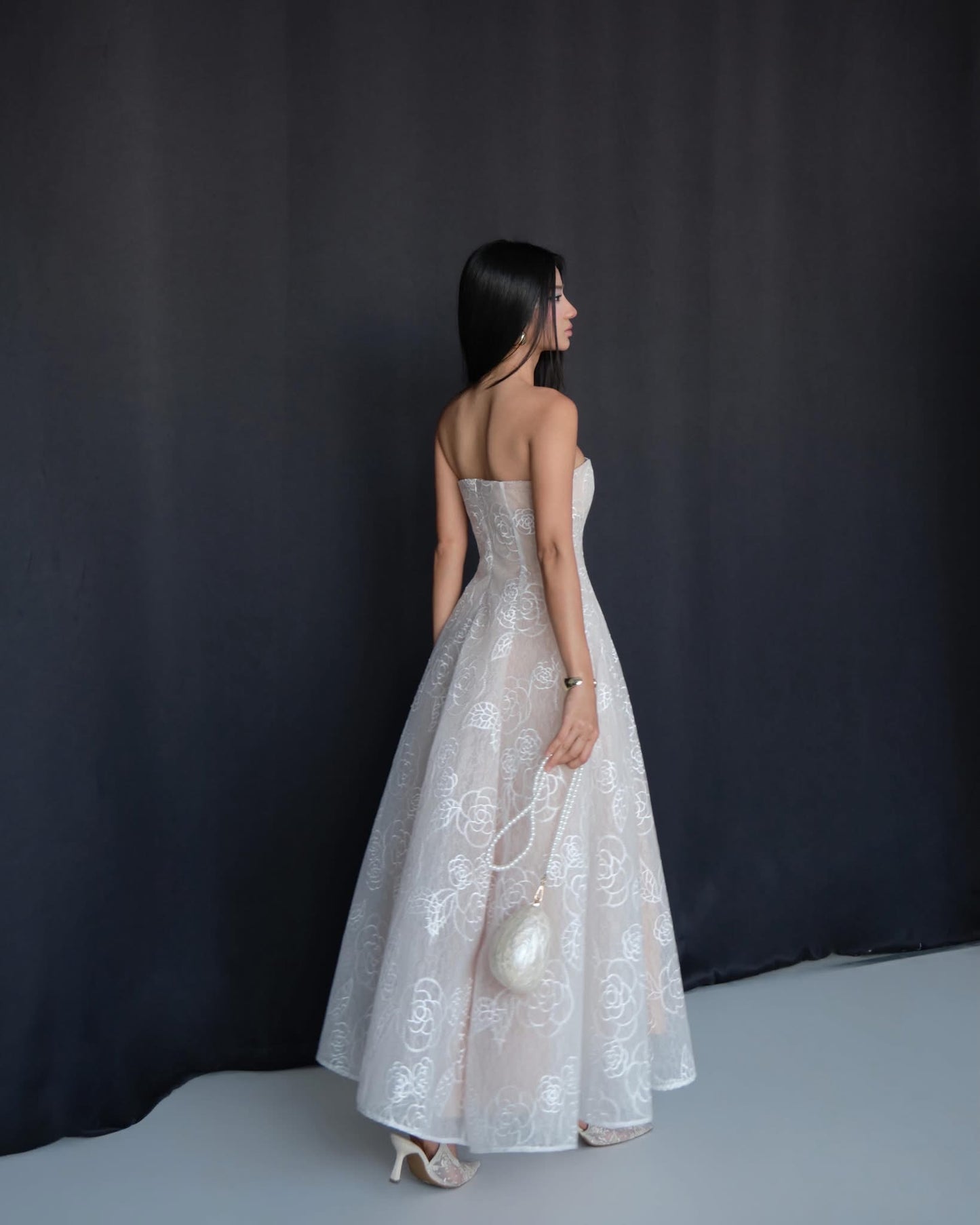 DELICIAE White Lace Alyssa Midi Dress