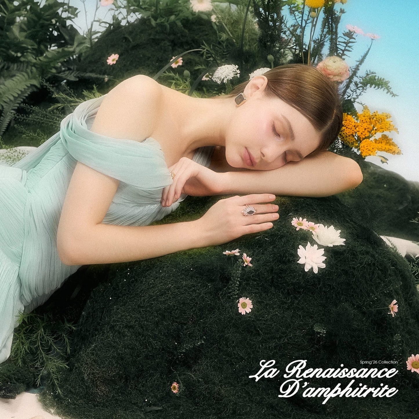 LINH PHUNG Elegant Fairycore Green Morgane Maxi Dress