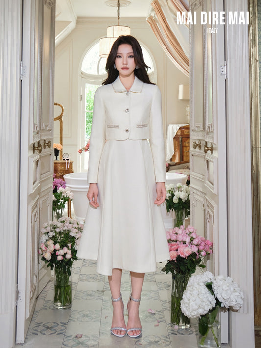 MAI DIRE MAI White Classic Diamond Jacket