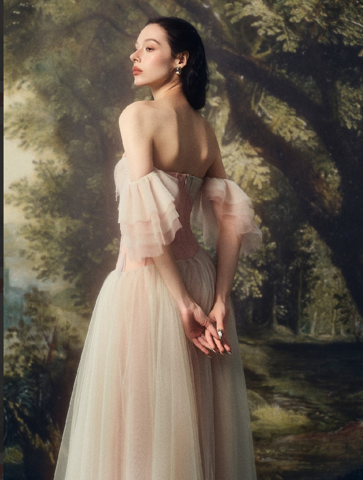 LINHPHUNG Pink Green Gauze Verdara Maxi Dress