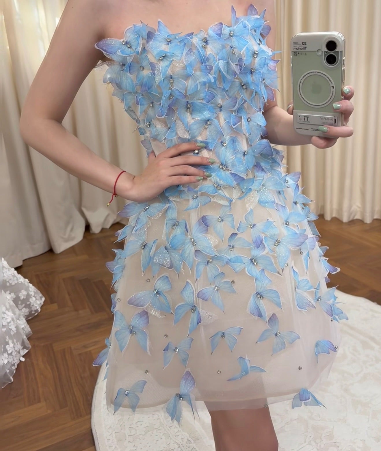 AMUSEE MOI WEEKEND Elegant Formal Blue Helena Mini Dress