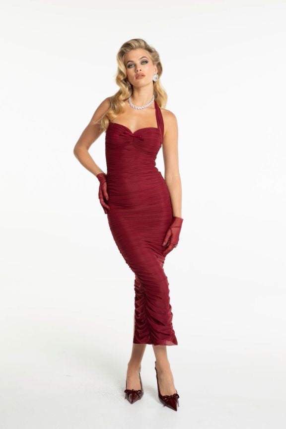 NANA JACQUELINE Nude Halterneck Maxi Dress