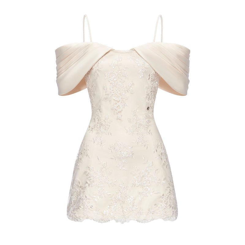 SHEERLUCK white lace mini dress