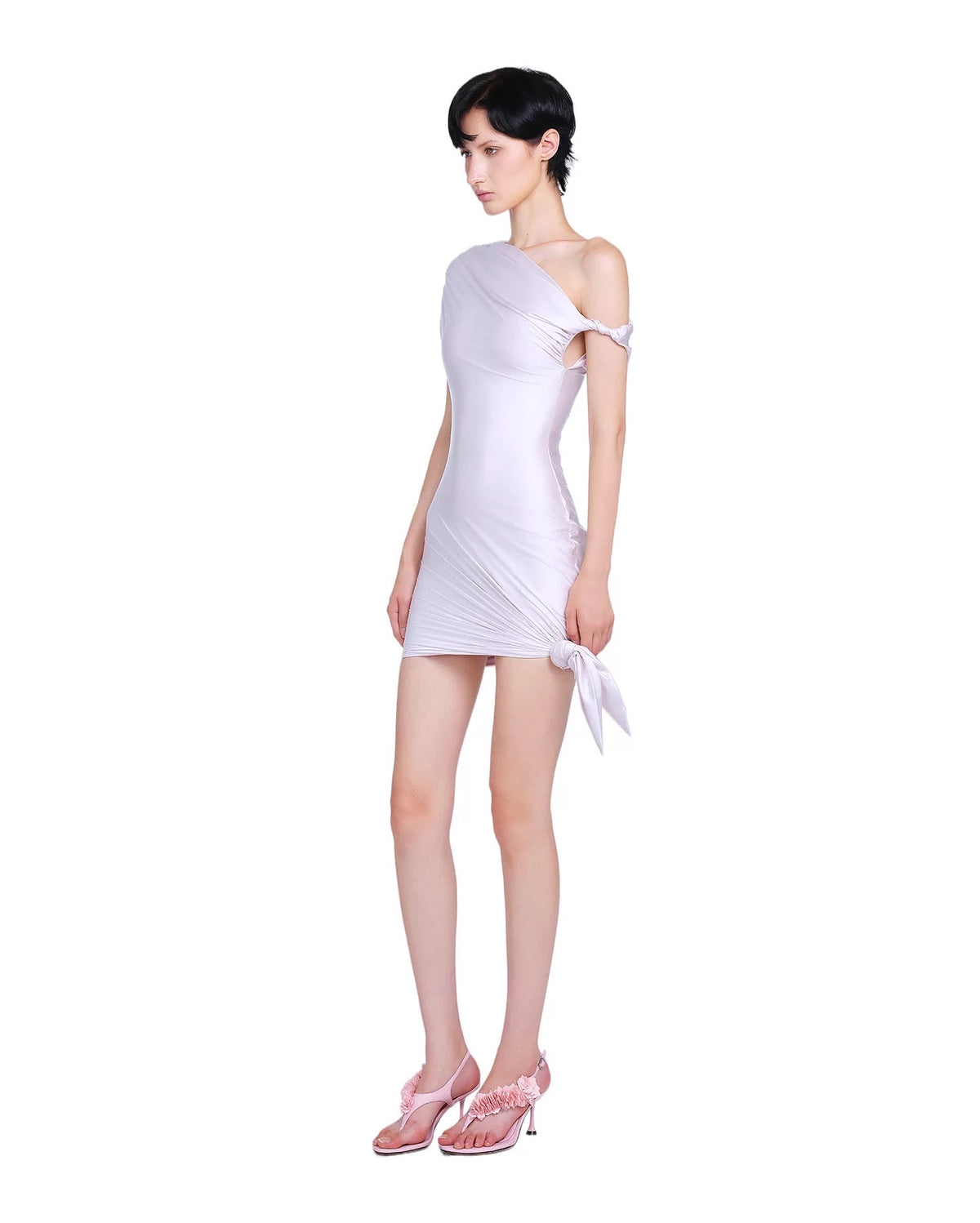 Green One-Shoulder Knotted Bodycon Fette Mini Dress