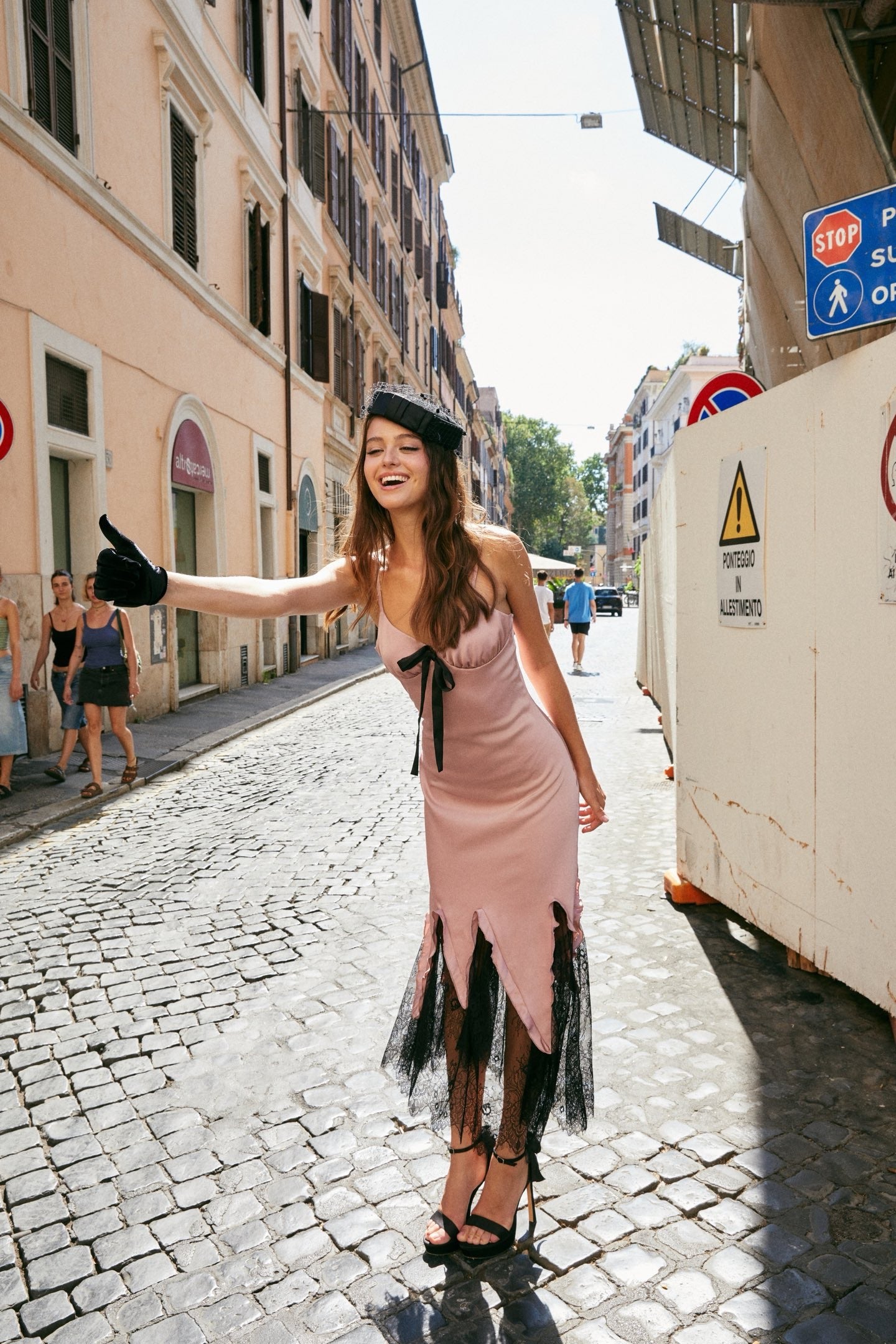 MINPURA Pink Lace Maxi Dress