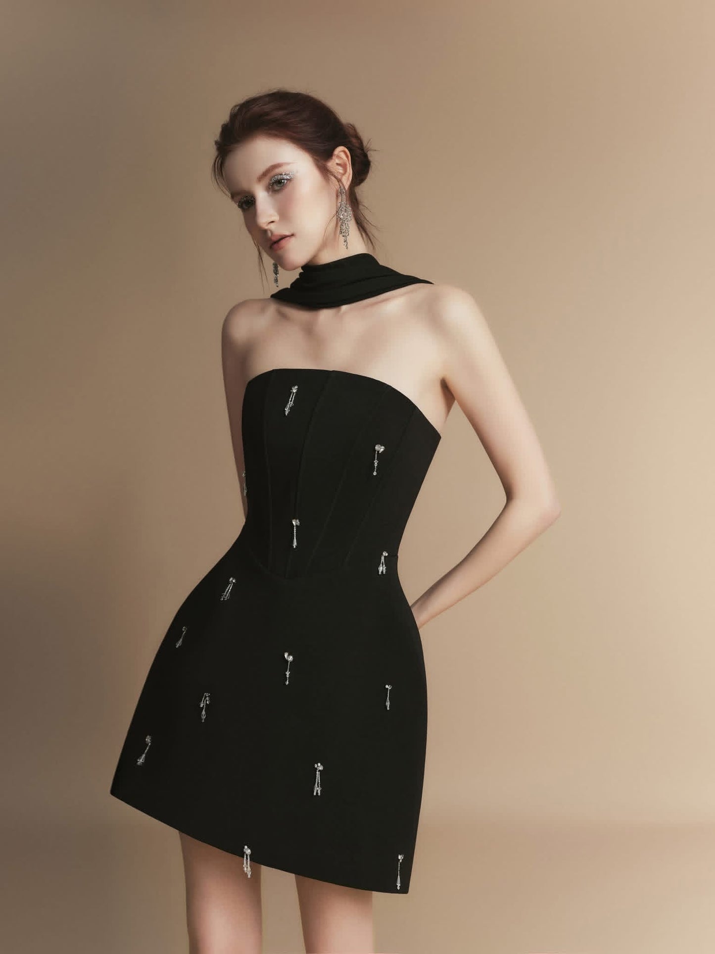 LAMORIS Black Sophia Mini Dress