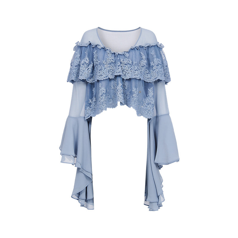 SHEERLUCK Blue Top & Mini Skirt
