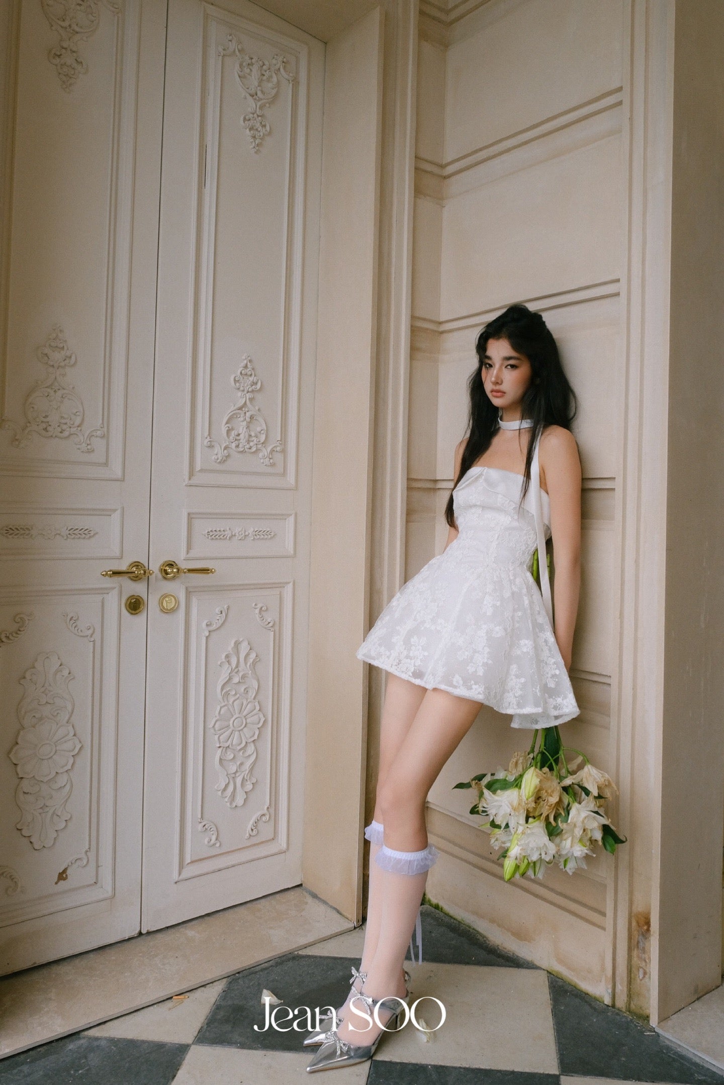 JEAN SOO White Lace Mini Dress