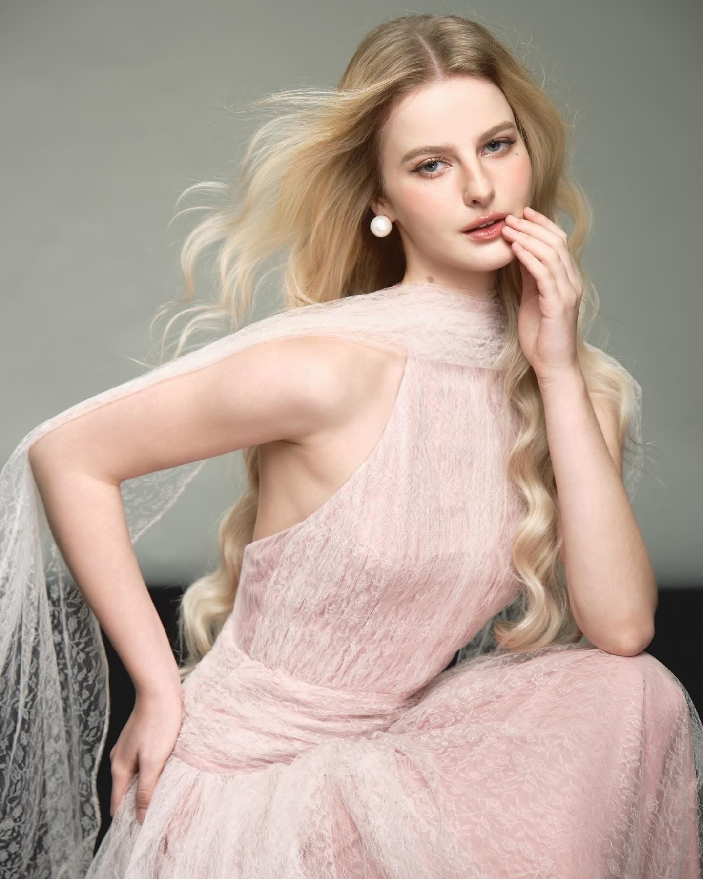 DELICIAE Pink Minimalist Josephine Maxi Dress
