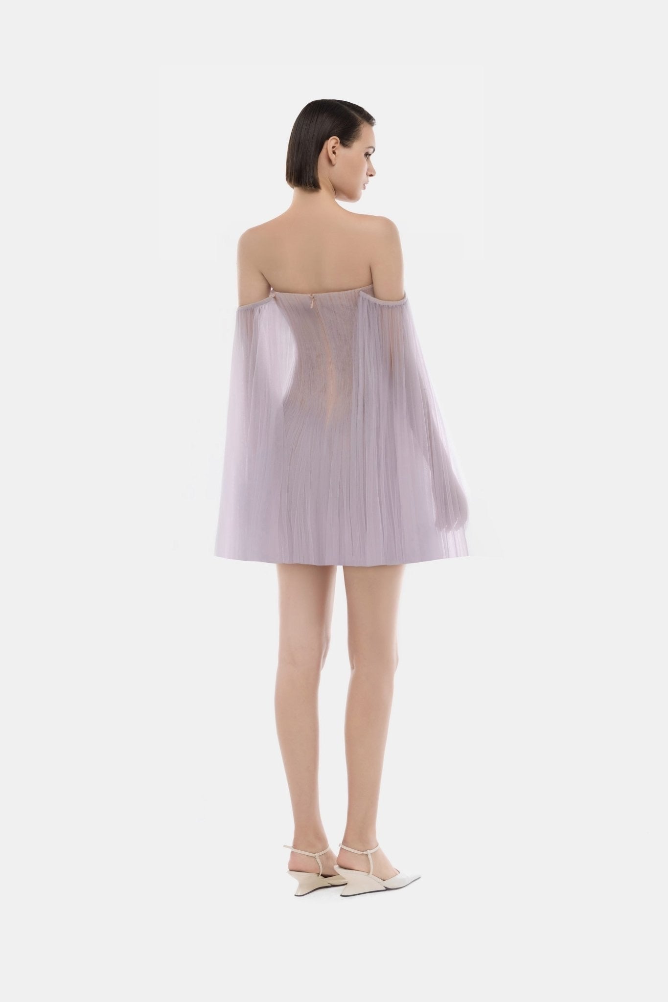 MONTSAND Purple Elegant Vacation Tulle Off-shoulder Mini Dress