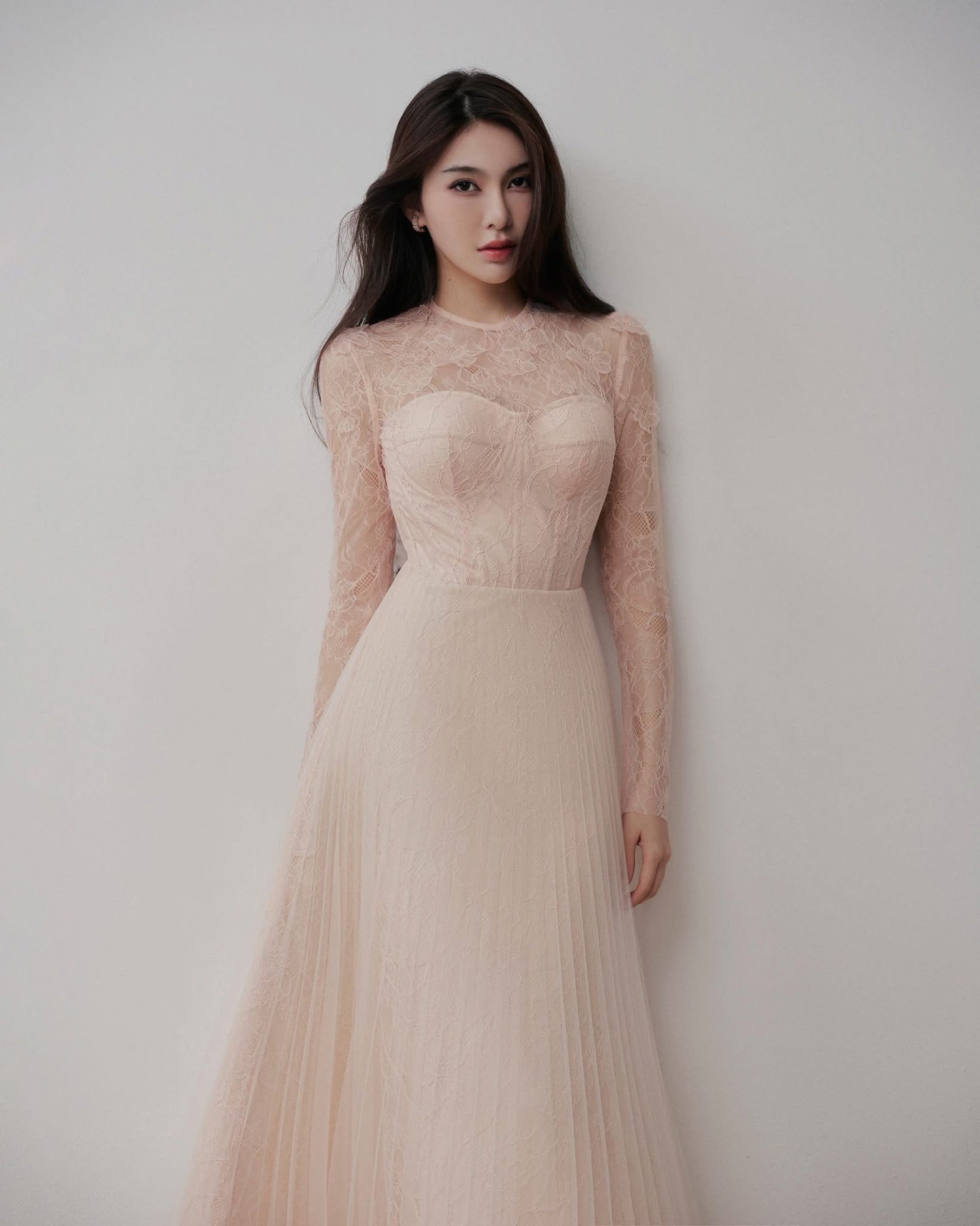 LOVELYN Nude Elegant Fairycore Opaline Maxi Dress