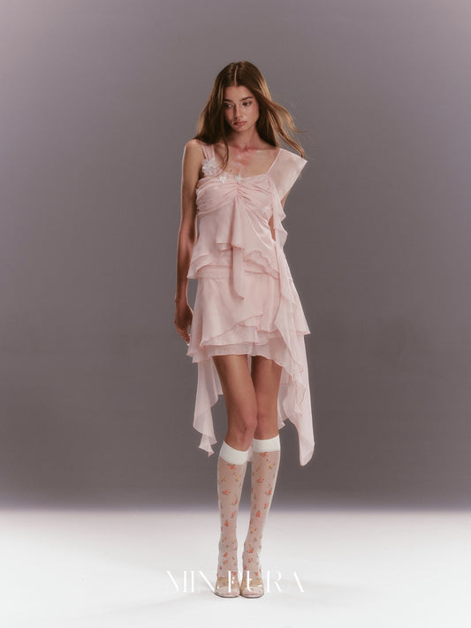 MINPURA Pink Scalloped Edge Mini Dress