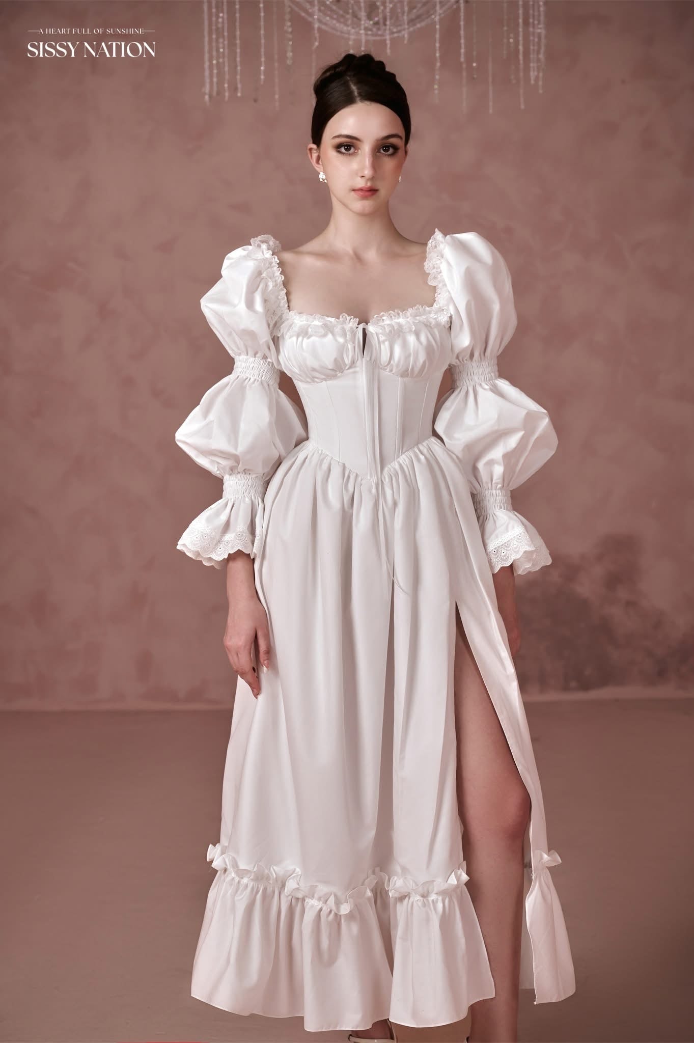 Sissy Nation White Christine Corset Maxi Dress