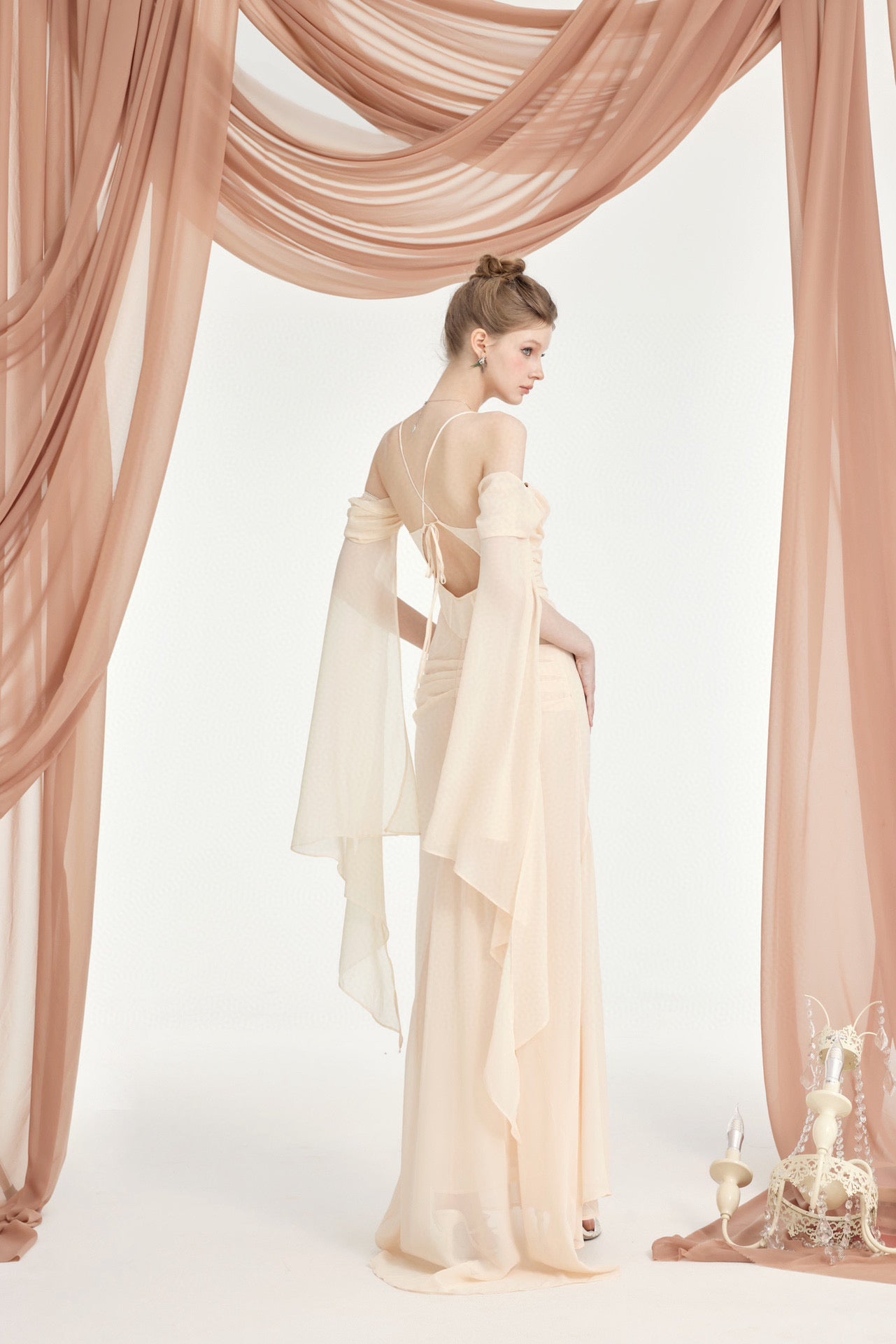 SHEERLUCK NUDE VACATION MAXI DRESS