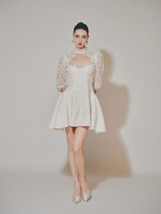 DELICIAE White Sweet Elegant Rachel Mini Dress