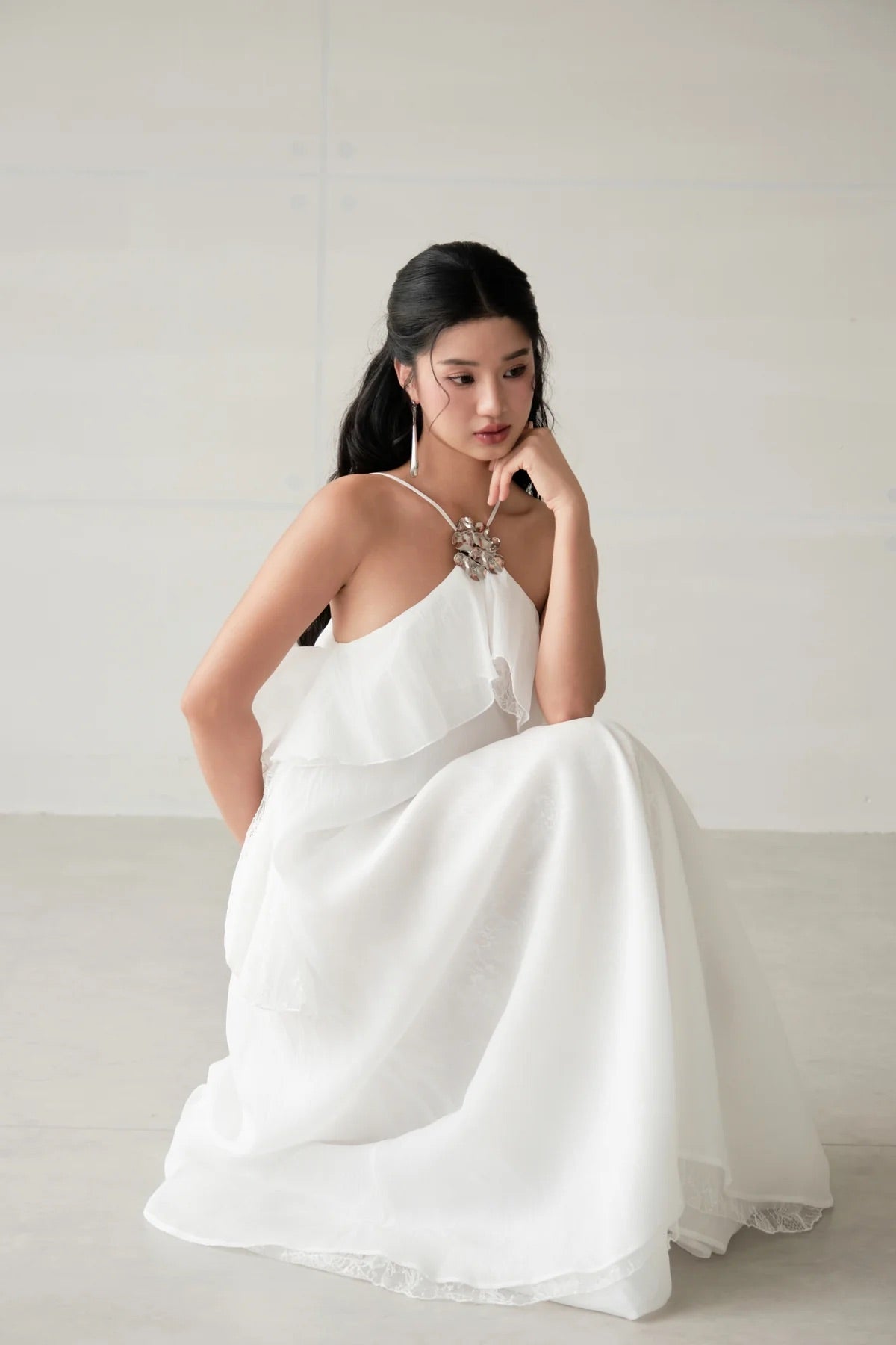 DELICIAE White Layer Maxi Dress