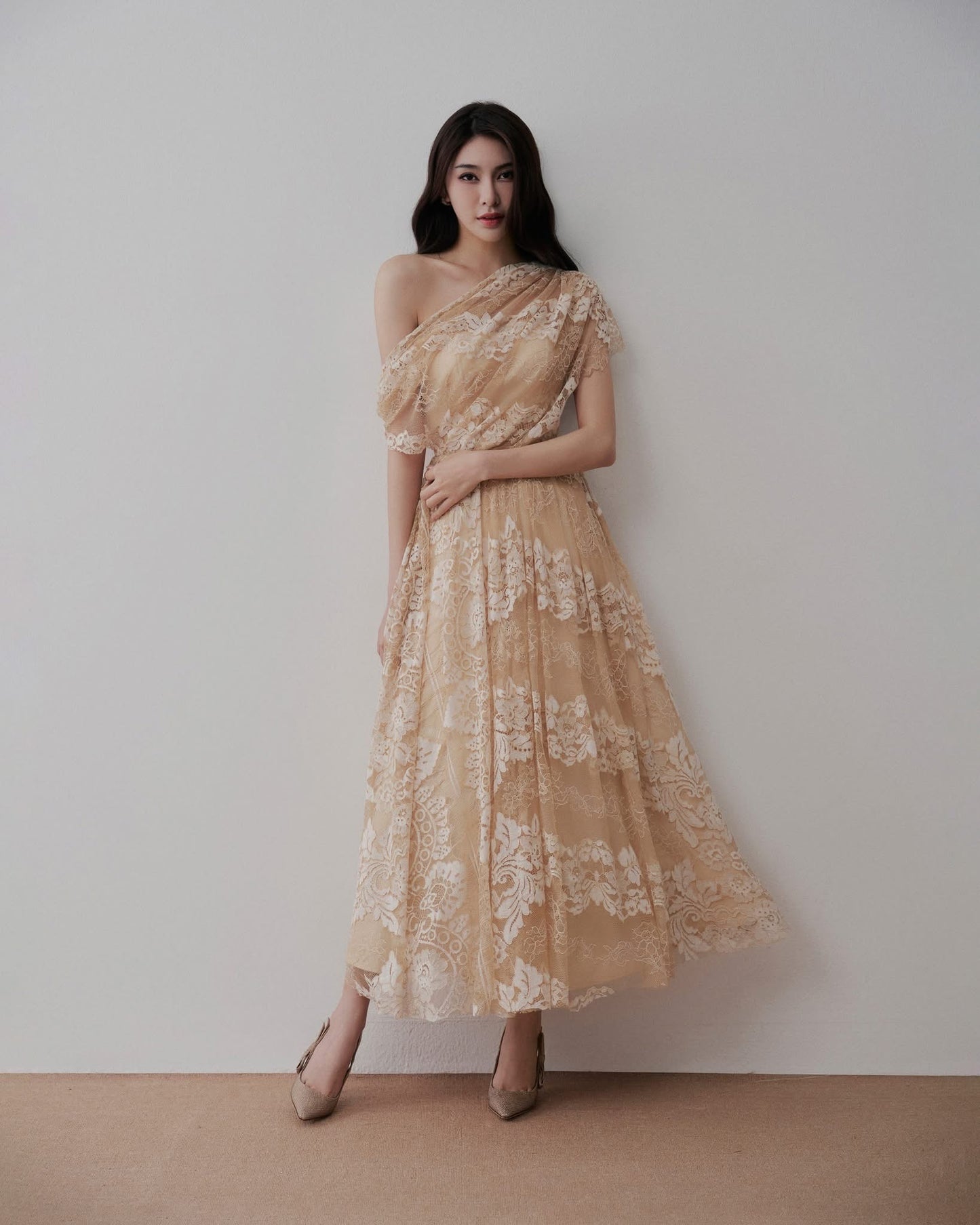 LOVELYN Nude Elegant Vacation Eclipse Maxi Dress