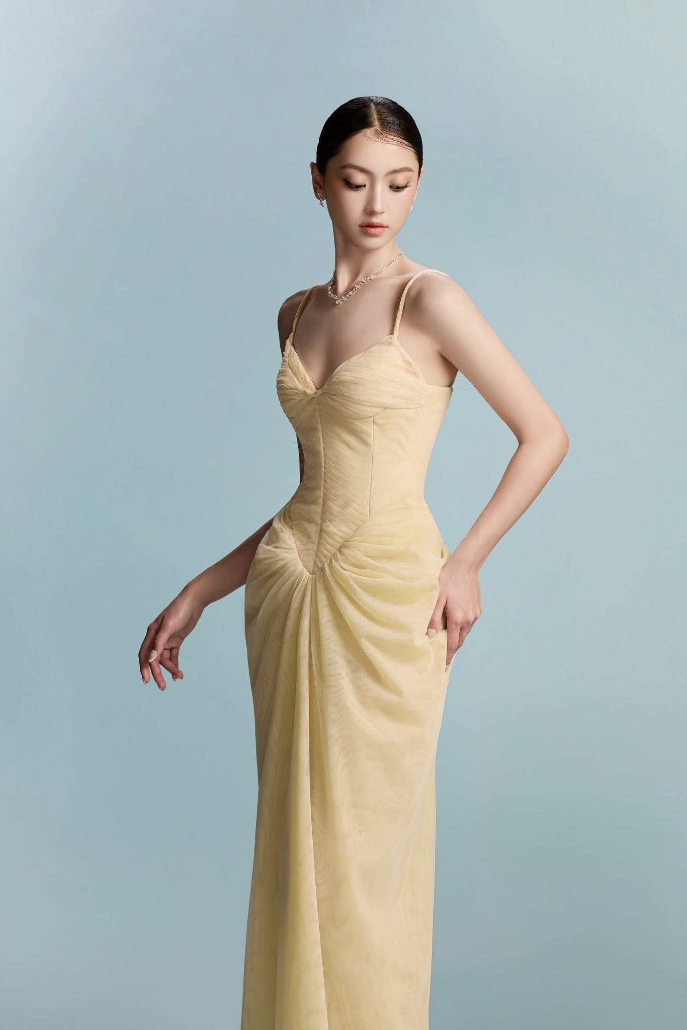 BYDI Elegant Minimalist Yellow Casa Maxi Dress