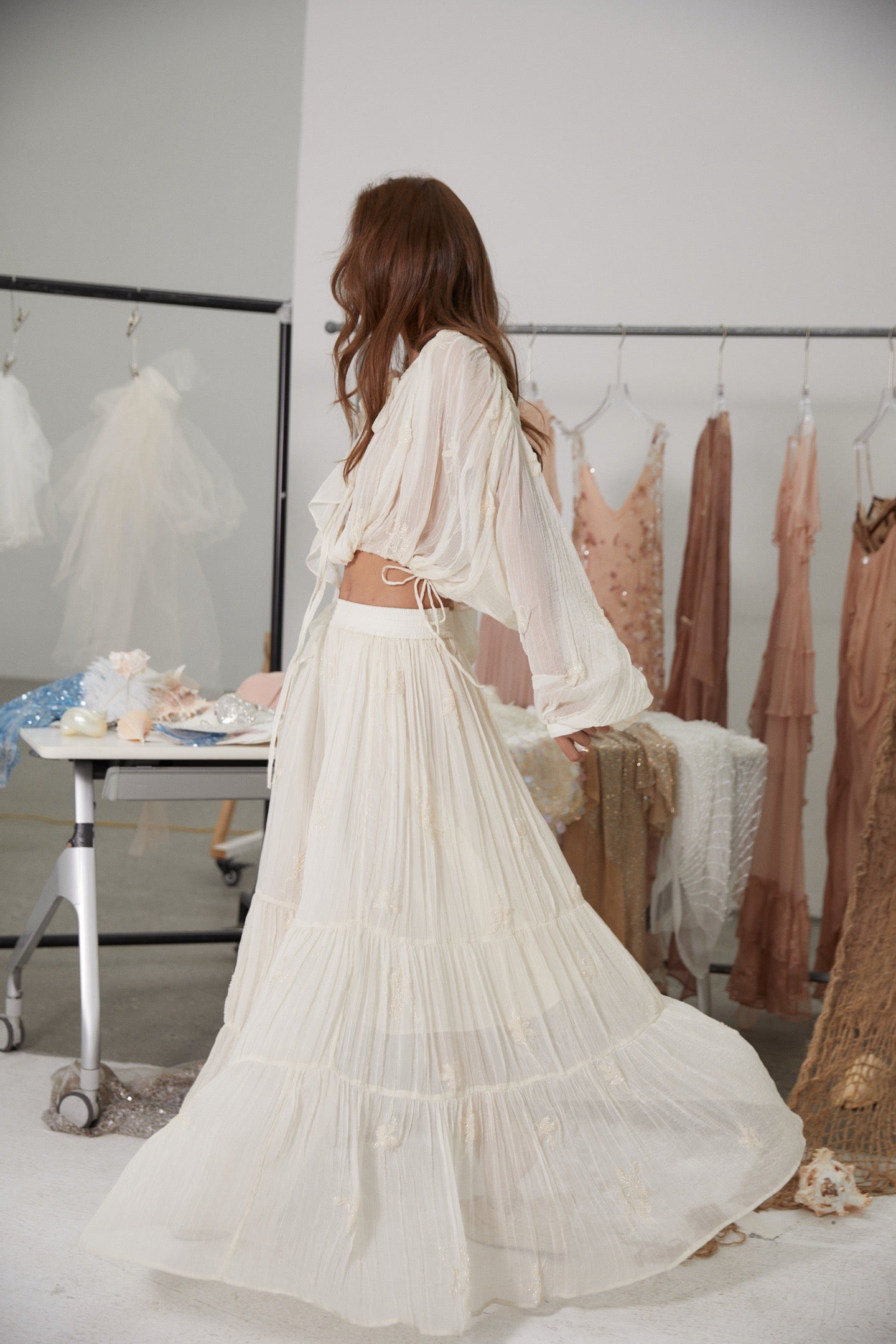 MIN PURA White Vacation Sweet Chinara Maxi Dress Set