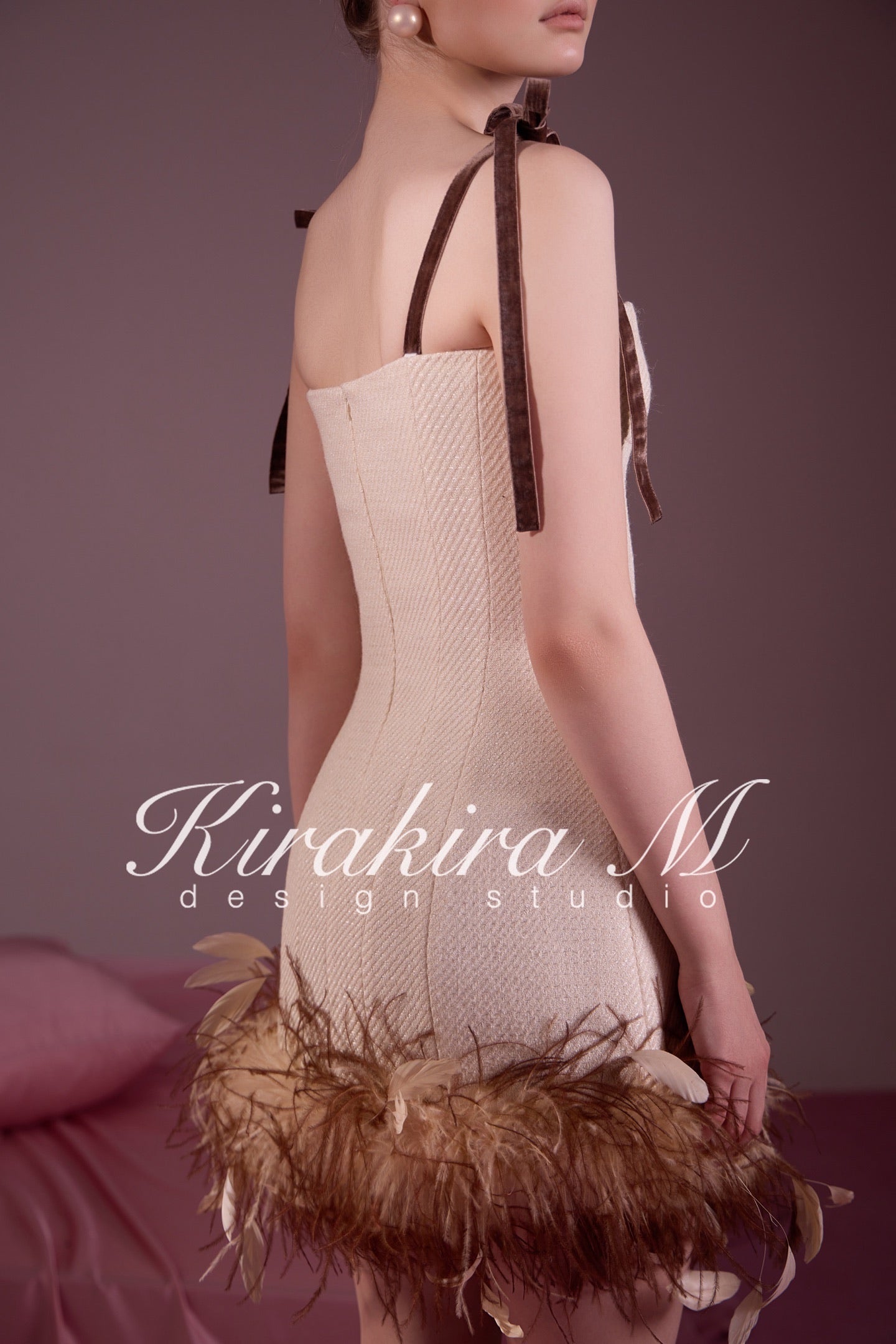 KIRAKIRA M Cream Tweed Mini Dress