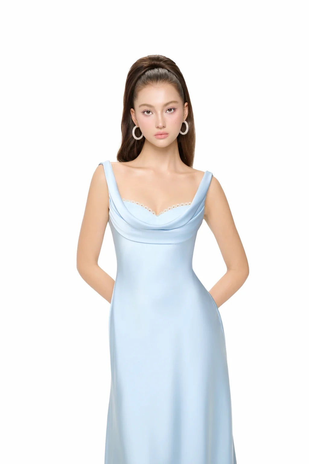 JUBIN Blue Elegant Midi Dress