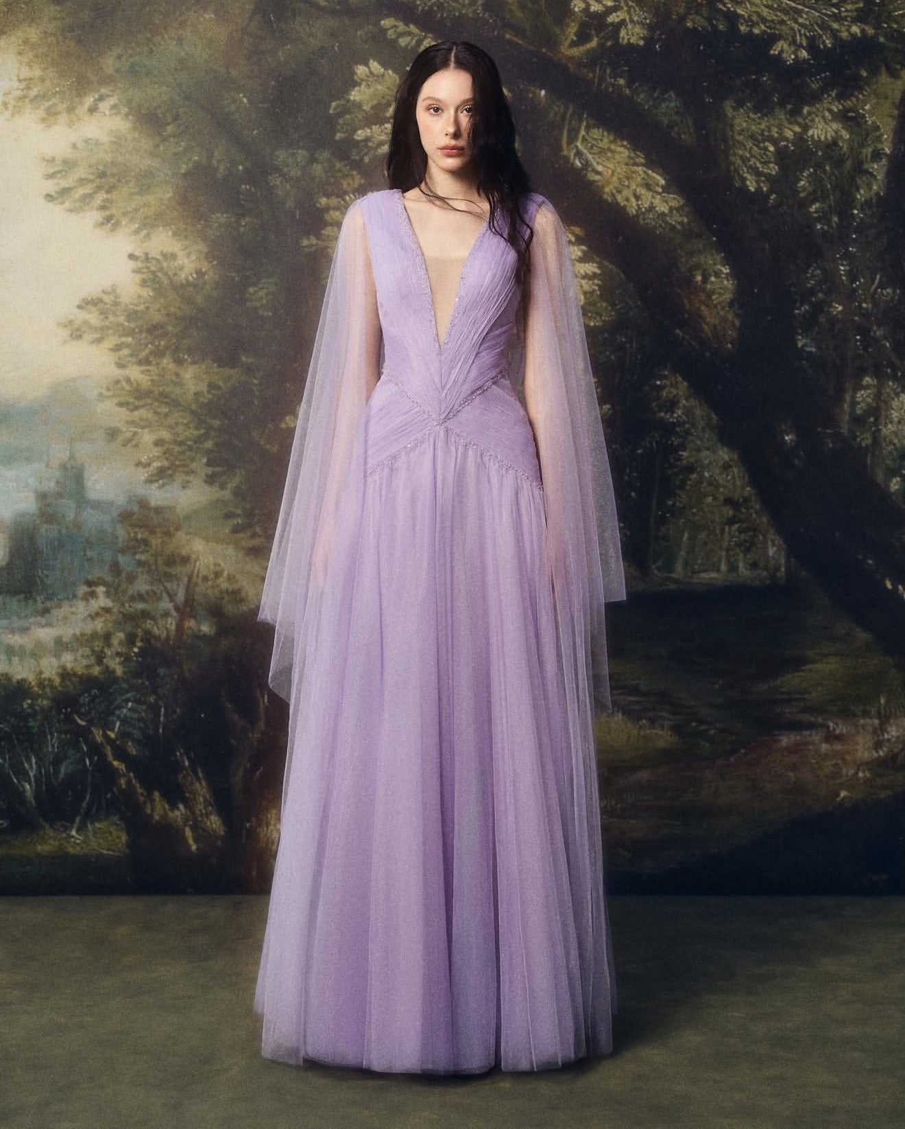 LINHPHUNG  Purple Palilia Gauze Maxi Dress