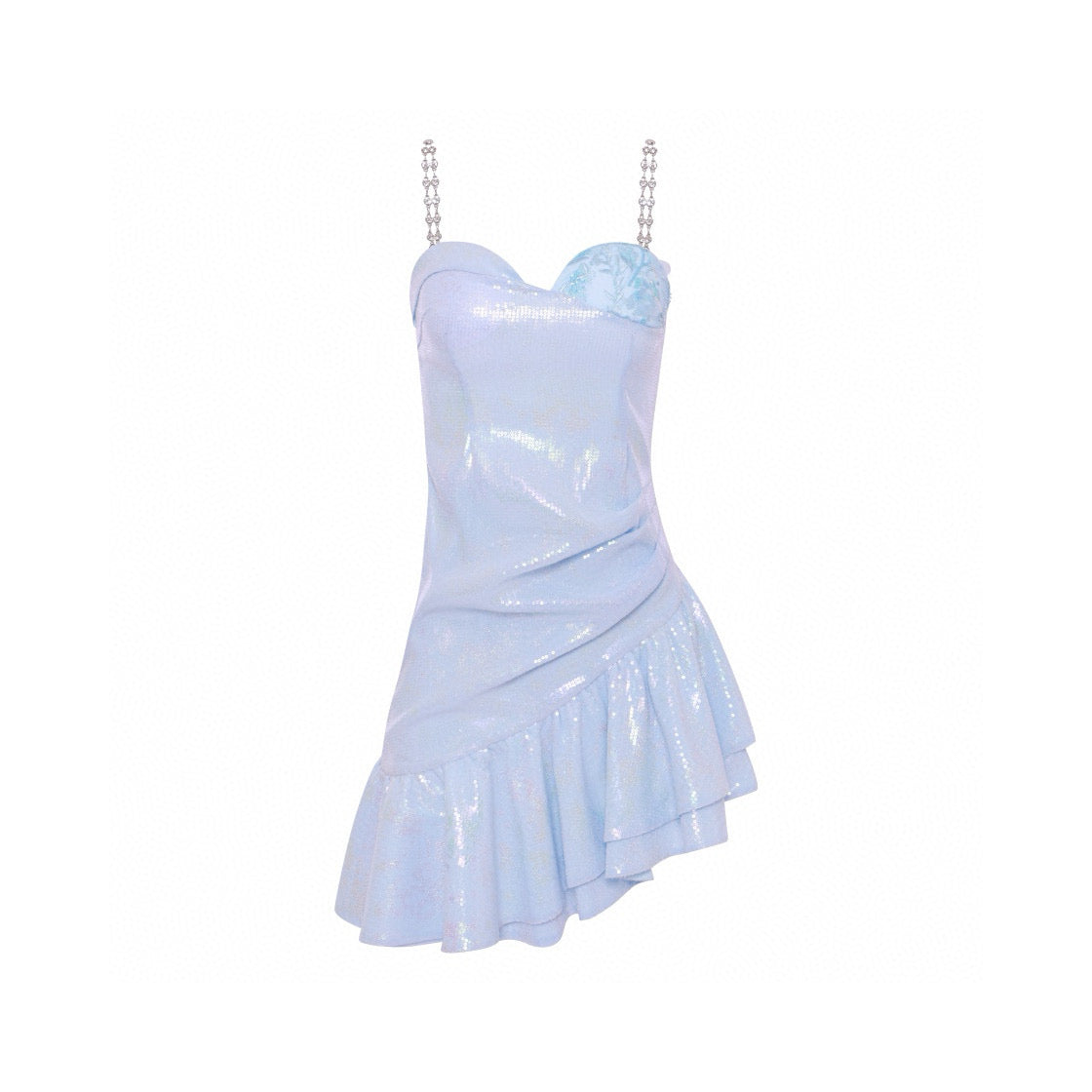 MIMI PLANGE Blue Irregular Halter Mini Dress