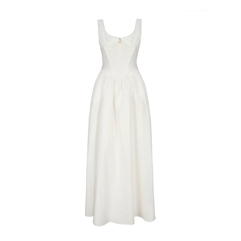 Nana Jacqueline White Elegant Pleated Mini｜Maxi Dress