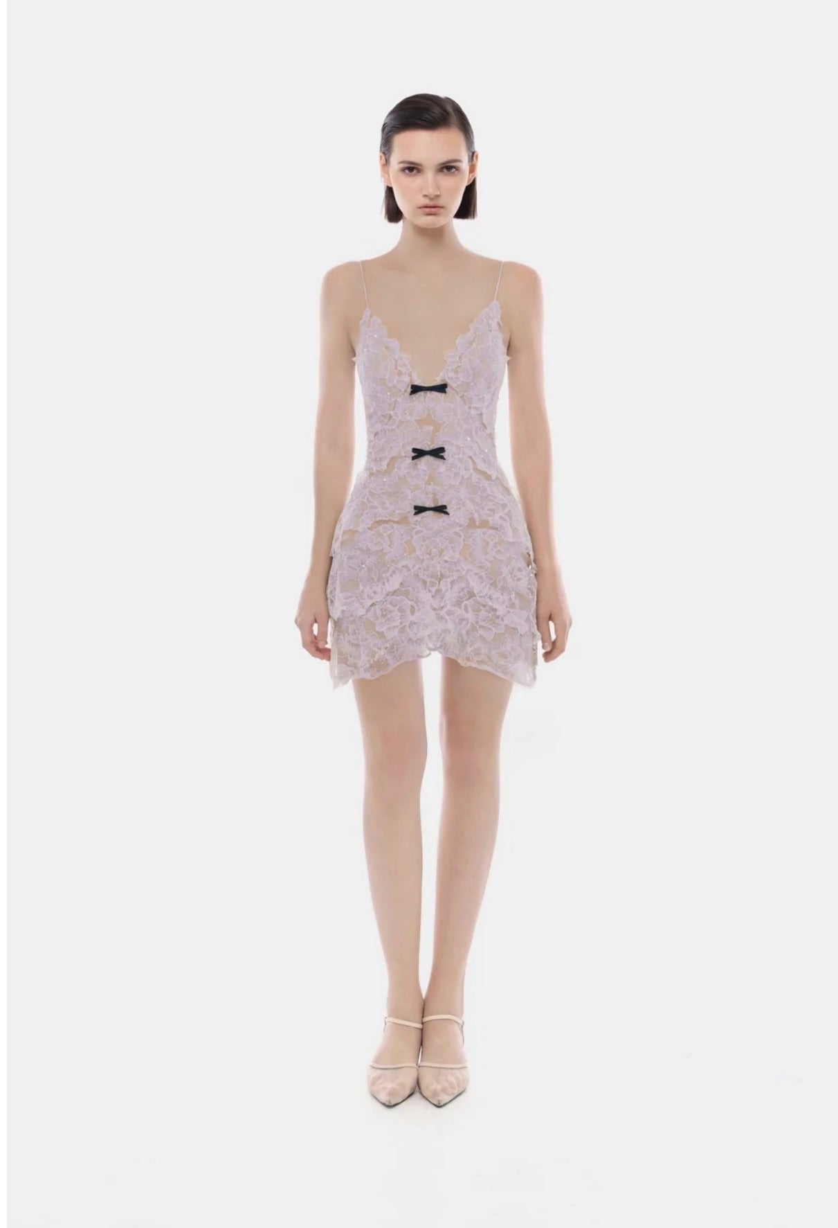 MONTSAND Green Vacation Elegant Floral Elegant Bow Vneck Mini Dress