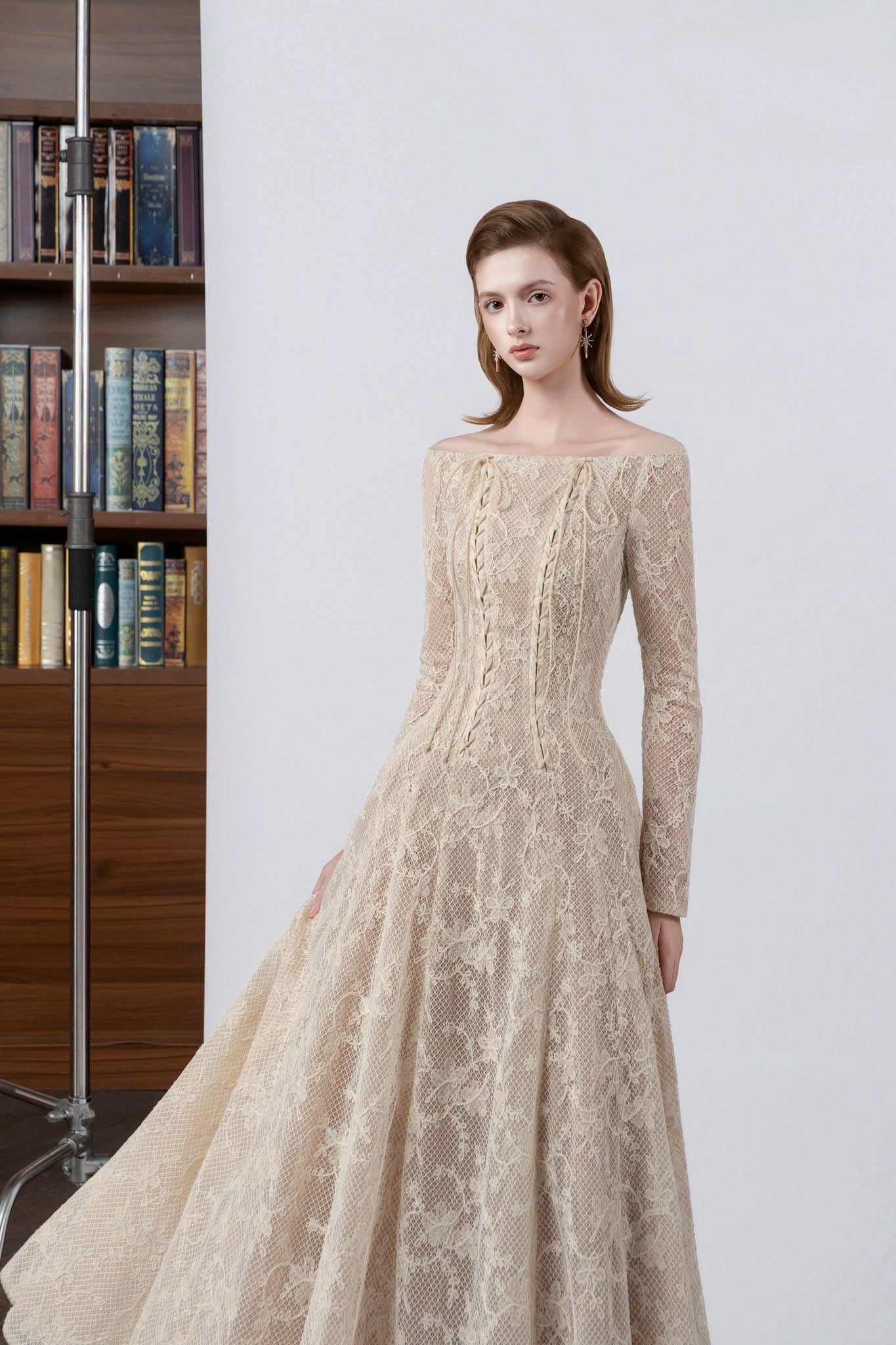 DETHEIA Elegant Vintage Cream Valeria Maxi Dress