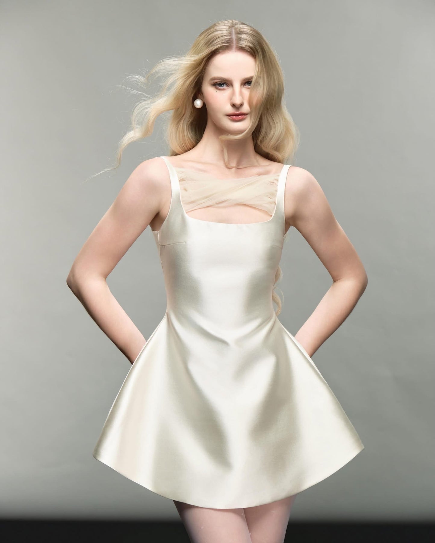 DELICIAE White Pearl Lucie Mini Dress