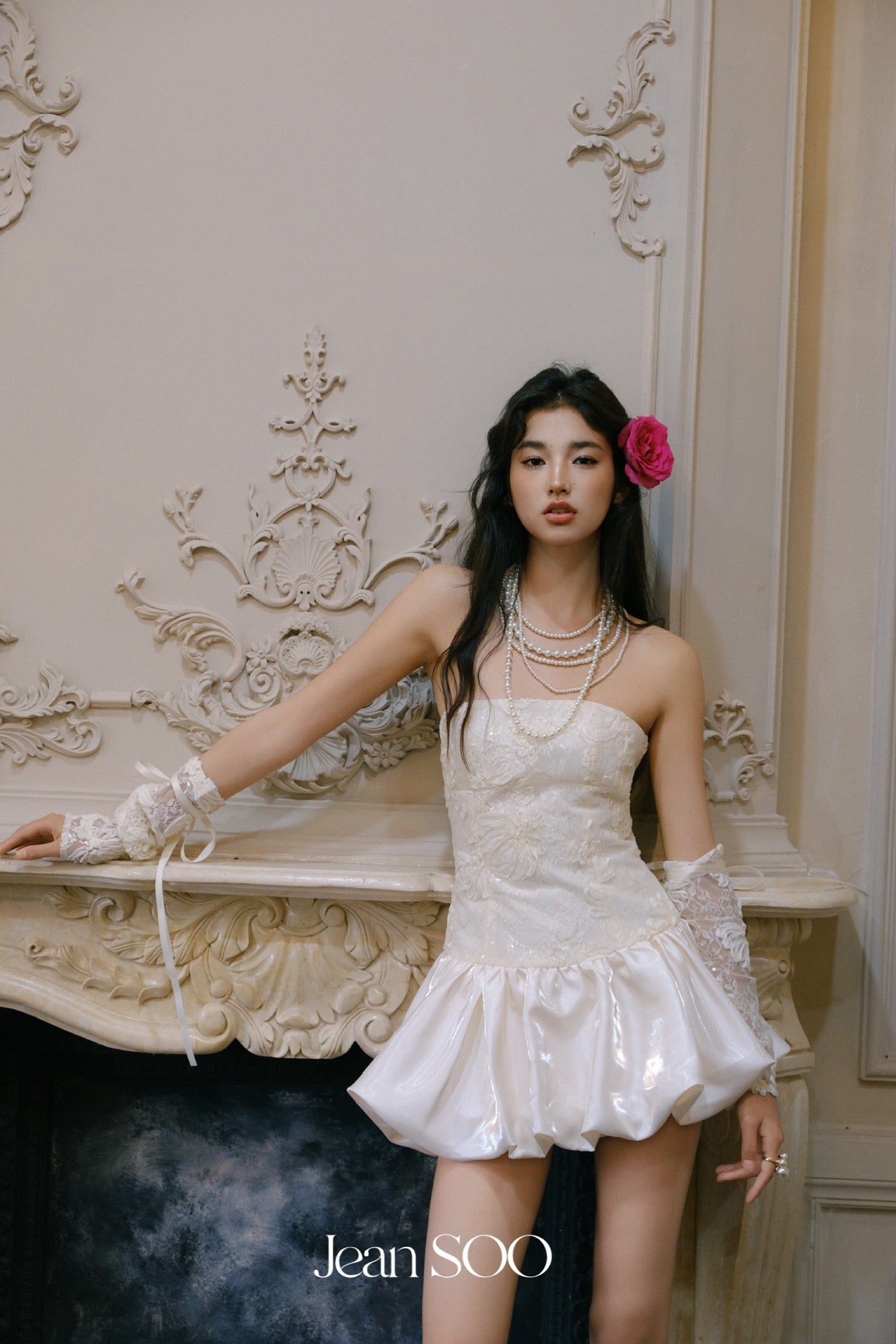 JEAN SOO White Lace Mini Dress