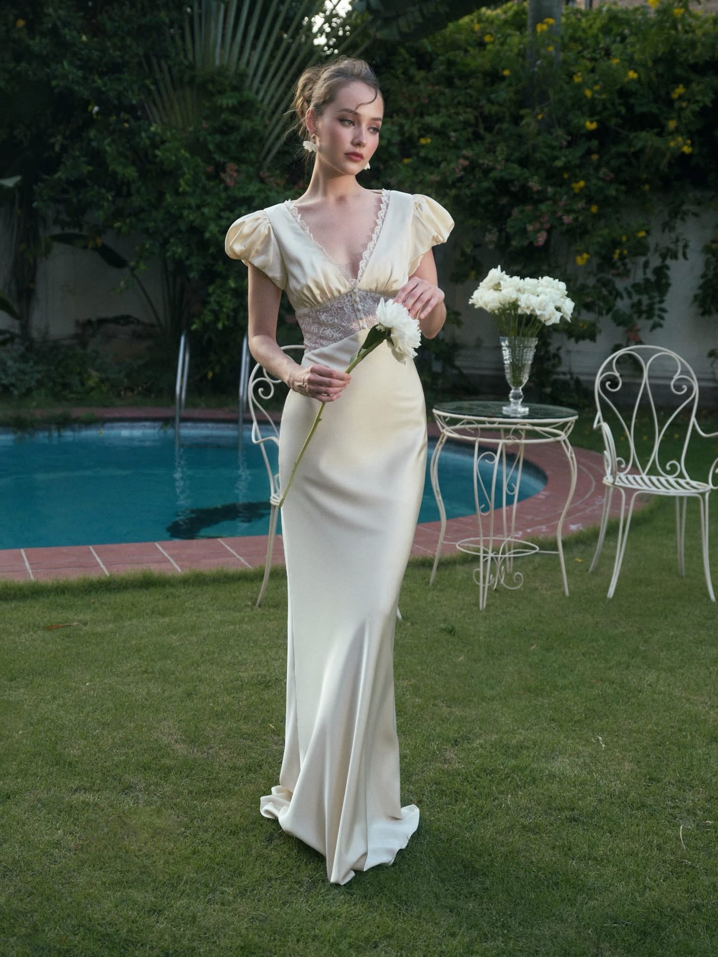 KISSERINE ATELIER Elegant Fairycore Lace White Mariam Maxi Dress