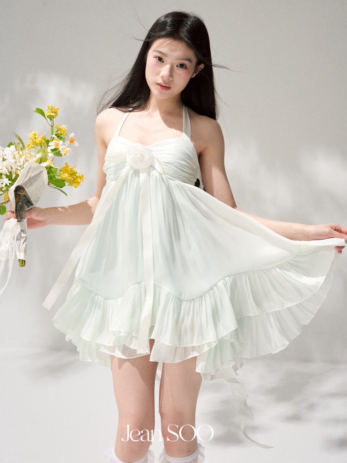 JEAN SOO Sweet Vacation Green Mint Mini Dress