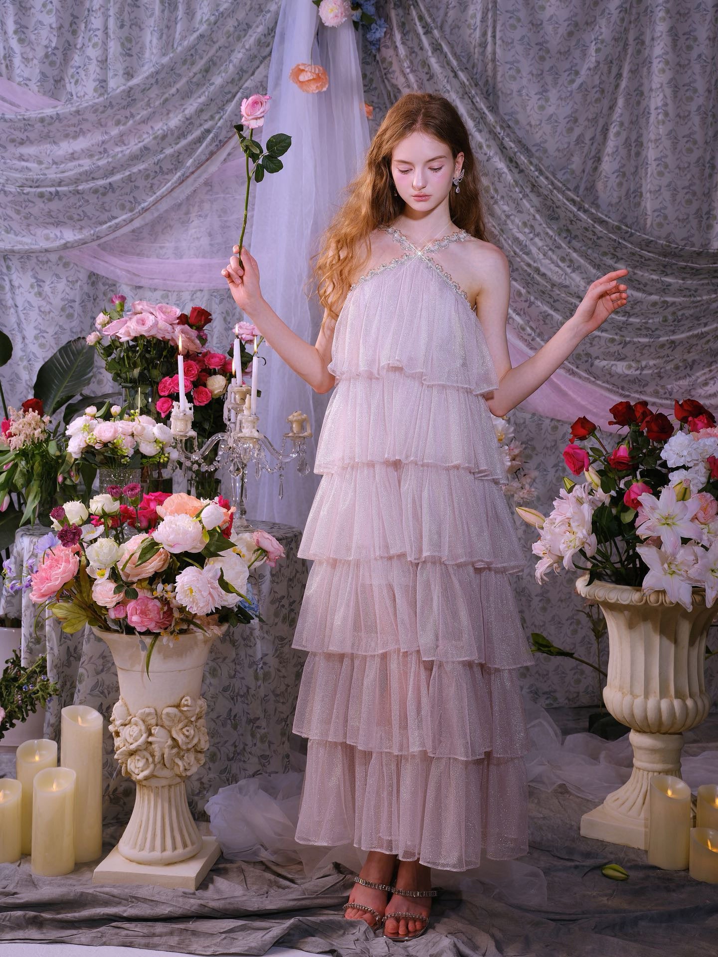 WARDROBE BY CHEN Pink wedding maxi dress