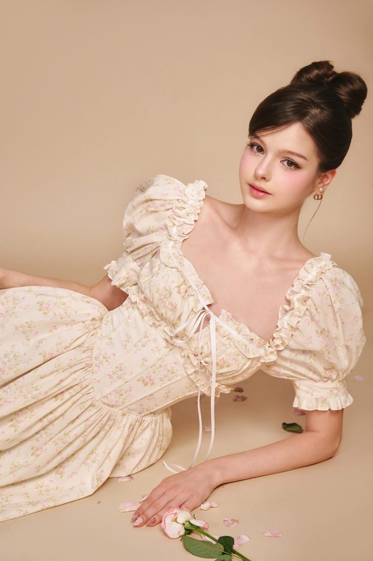 Cream Miranda Corset Midi Dress