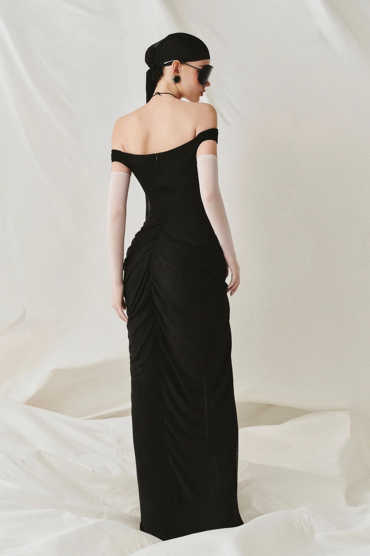 Black Off-shoulder Noctira Maxi Dress