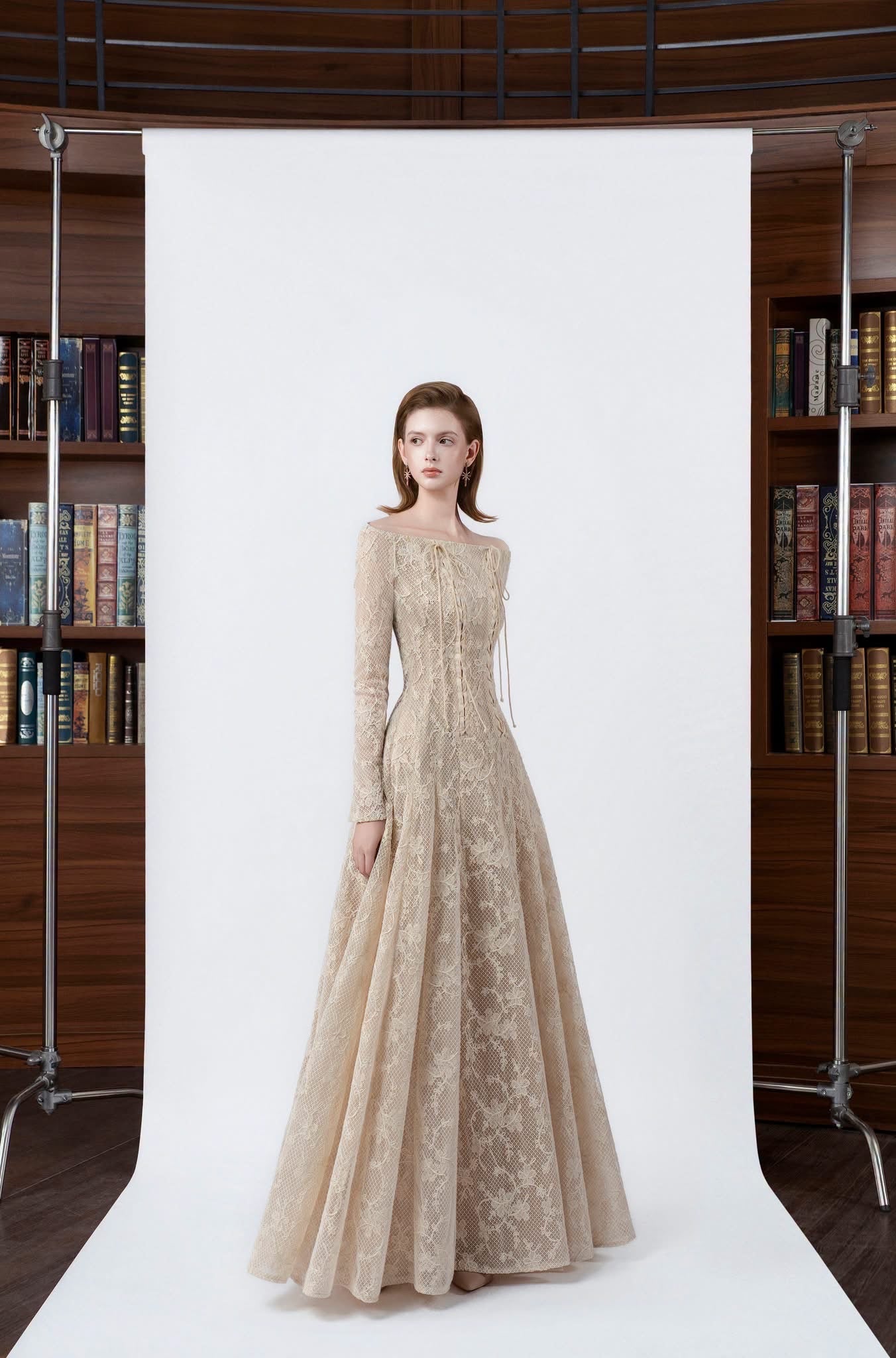 DETHEIA Elegant Vintage Cream Valeria Maxi Dress