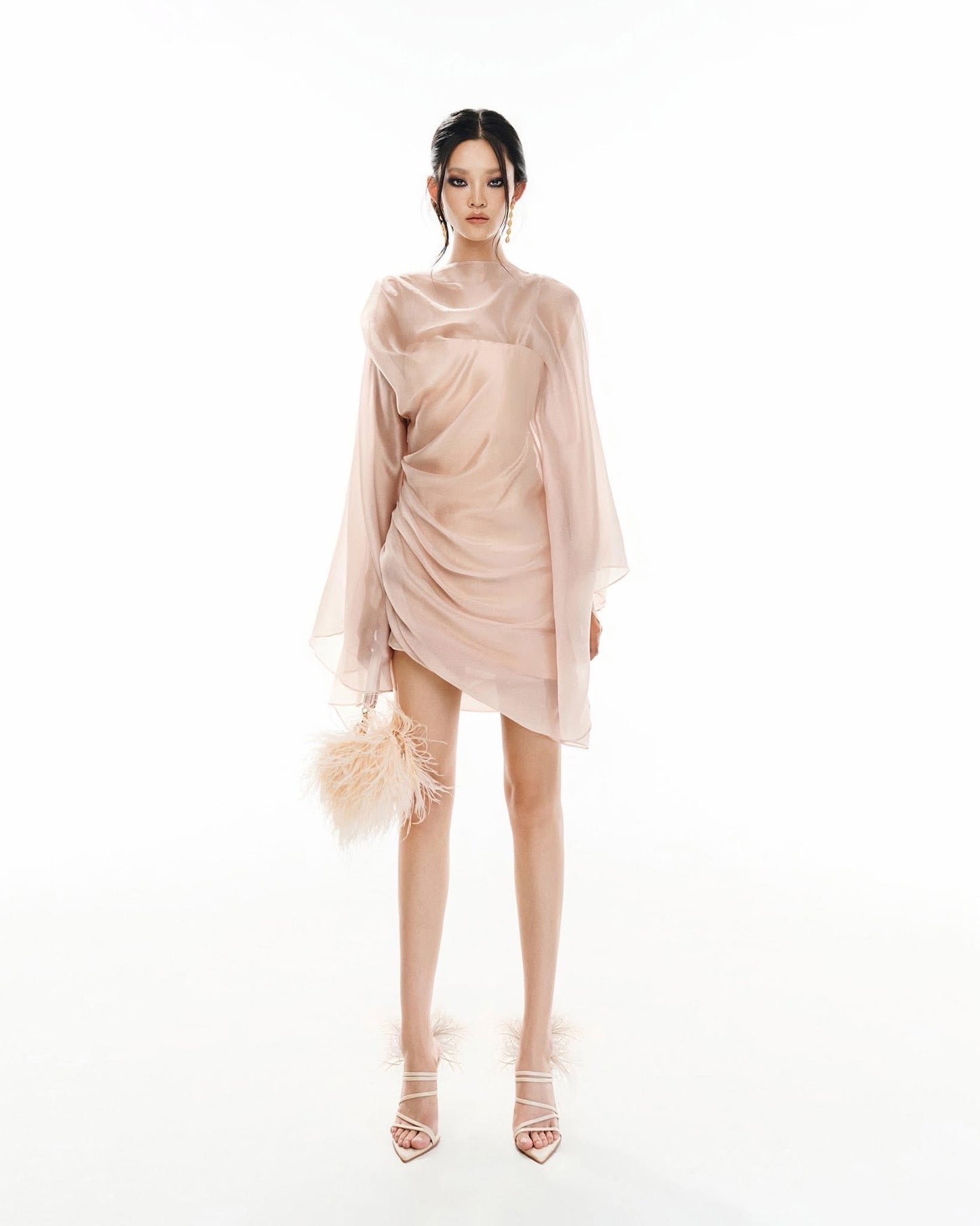 MUSTHAVE Pink Pearl Blush Drap Mini Dress