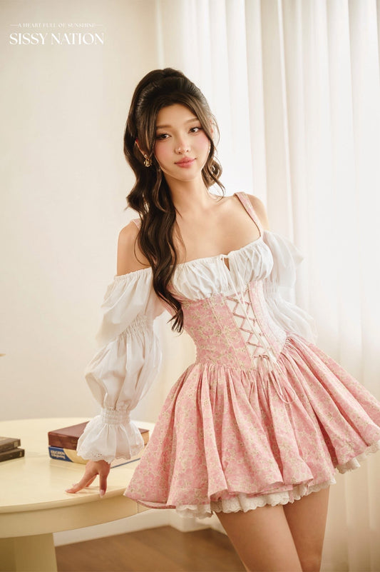 SISSY NATION Pink Floral Dream A Little Dream Corset Mini Dress