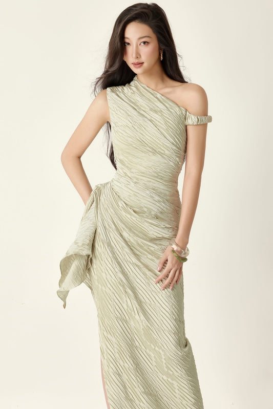 DENIOVN Vacation Elegant Green Midi Dress